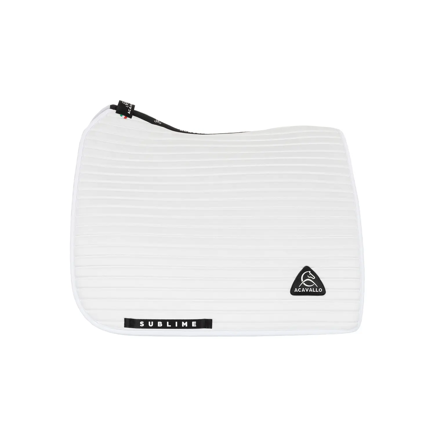 Striped suede dressage saddle pad with square back corner Acavallo