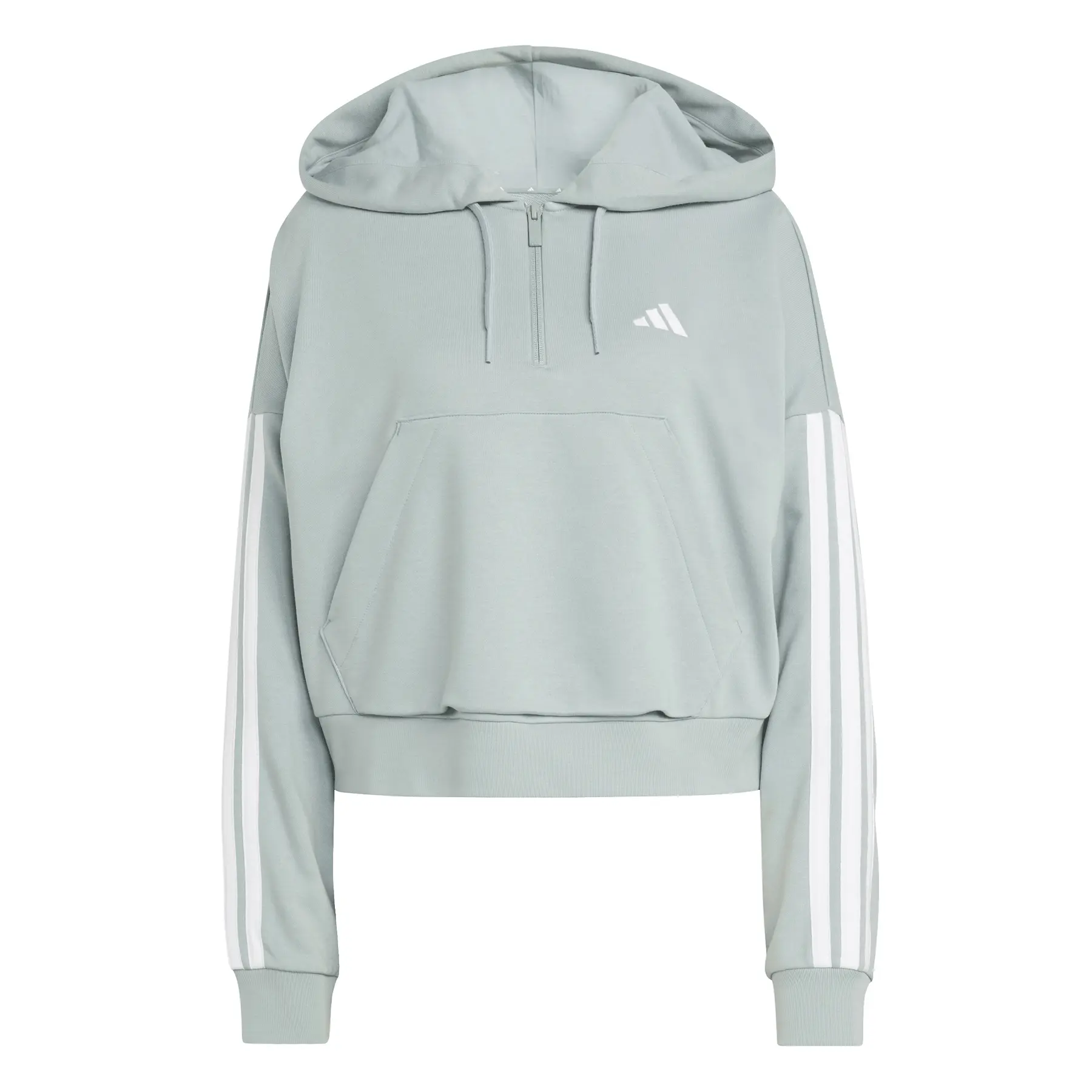 Felpa da donna con cappuccio a 1/4 di cerniera adidas Essentials 3-Stripes