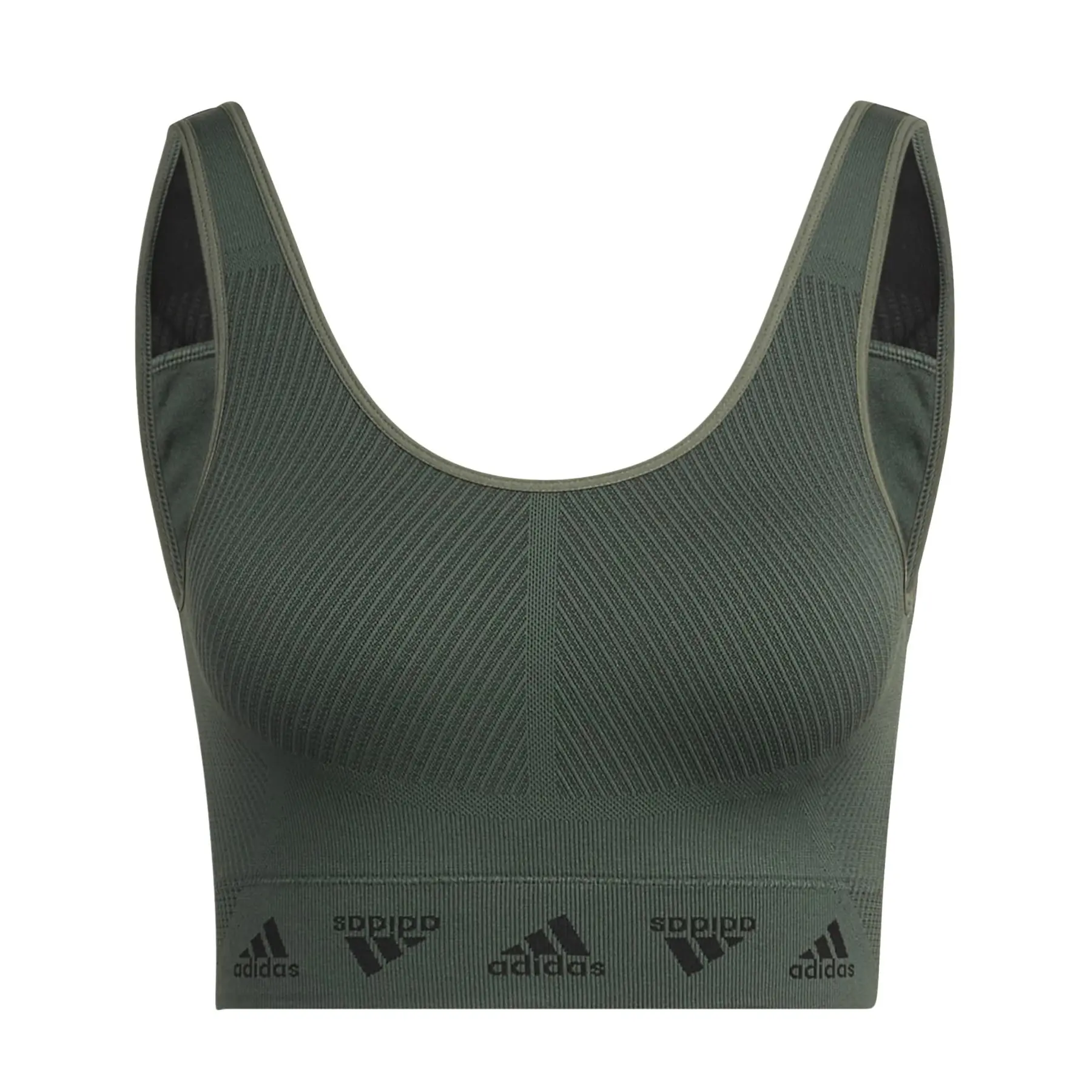 Sport-BH mit leichtem Halt Damen adidas Aeroknit - Farbe: Grün