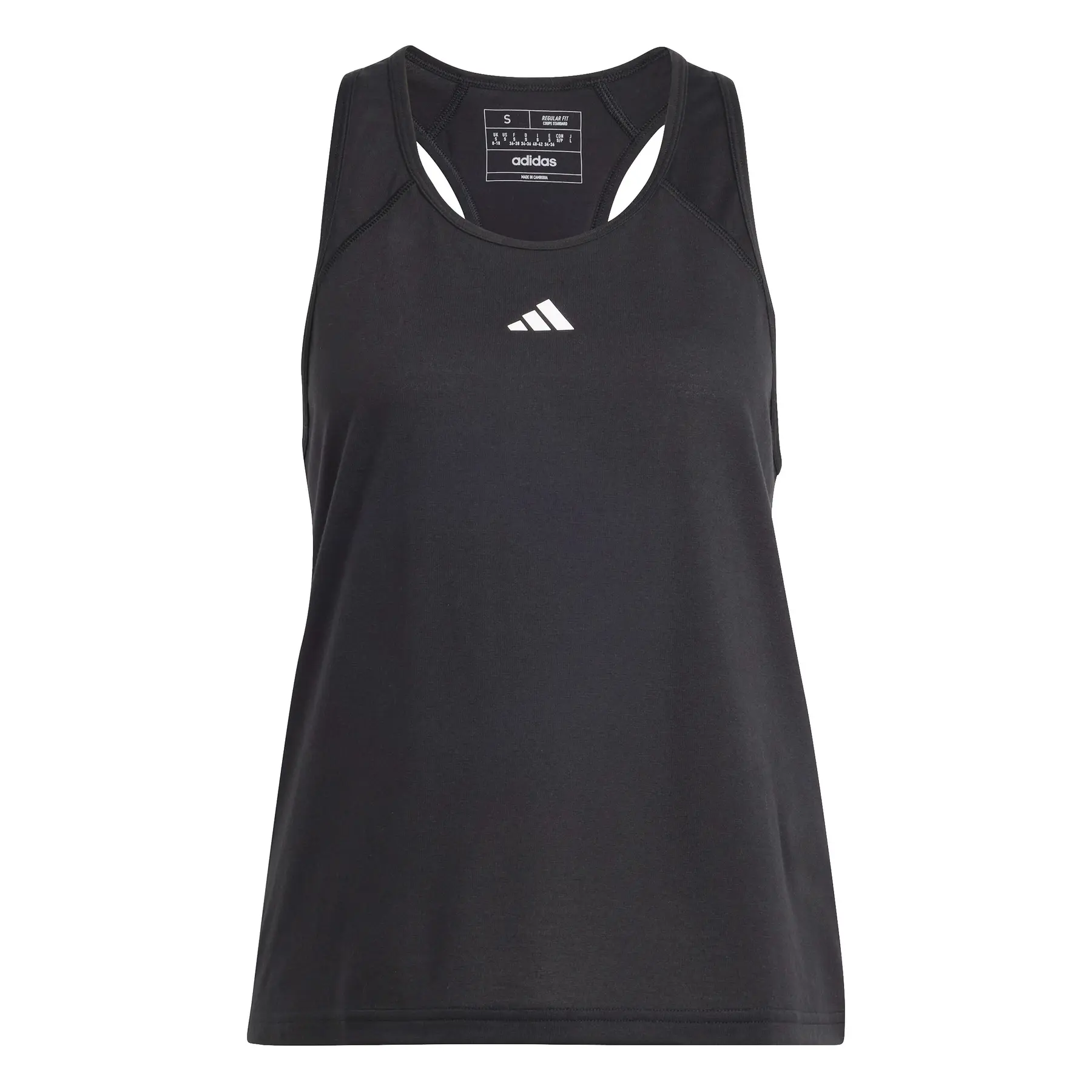 Tanktop mit Schwimmerrücken, Damen adidas Train Essentials Minimal Branding - Farbe: Schwarz