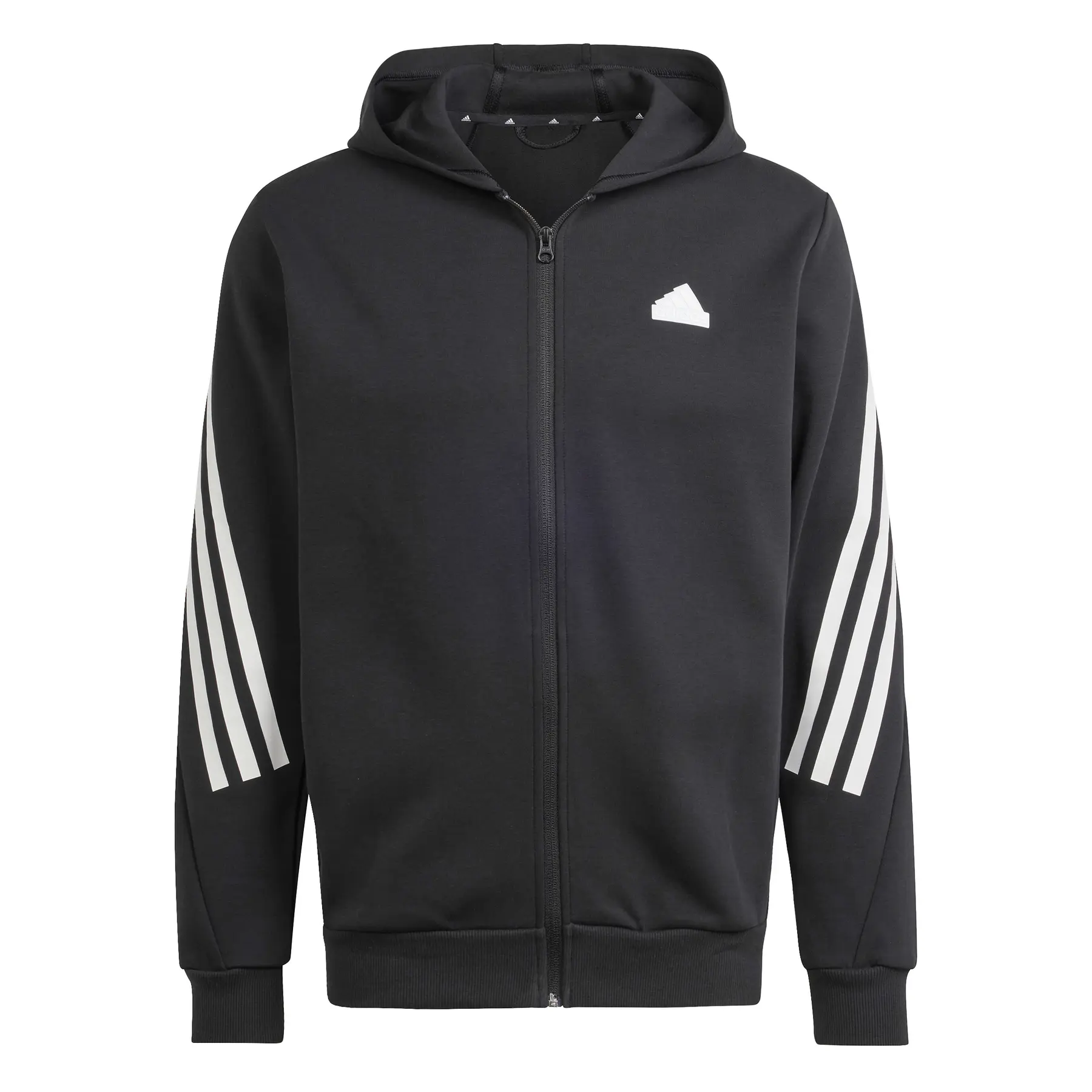 Sweatshirt mit Kapuze, die vollständig mit einem 3-Streifen-Reißverschluss versehen ist adidas Future Icons - Farbe: Schwarz