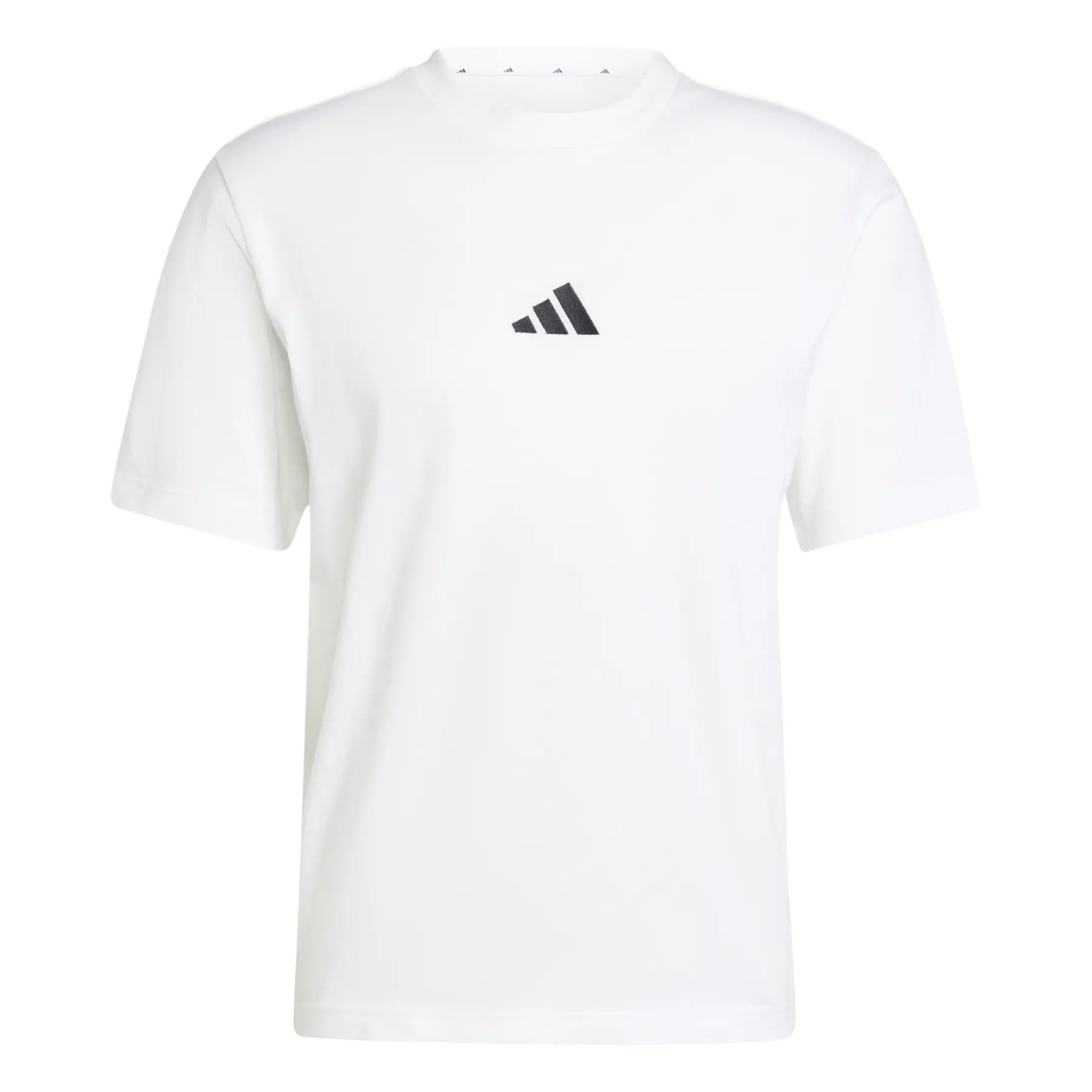 Einfaches Jersey-T-Shirt adidas Essentials Small Logo - Farbe: Weiß