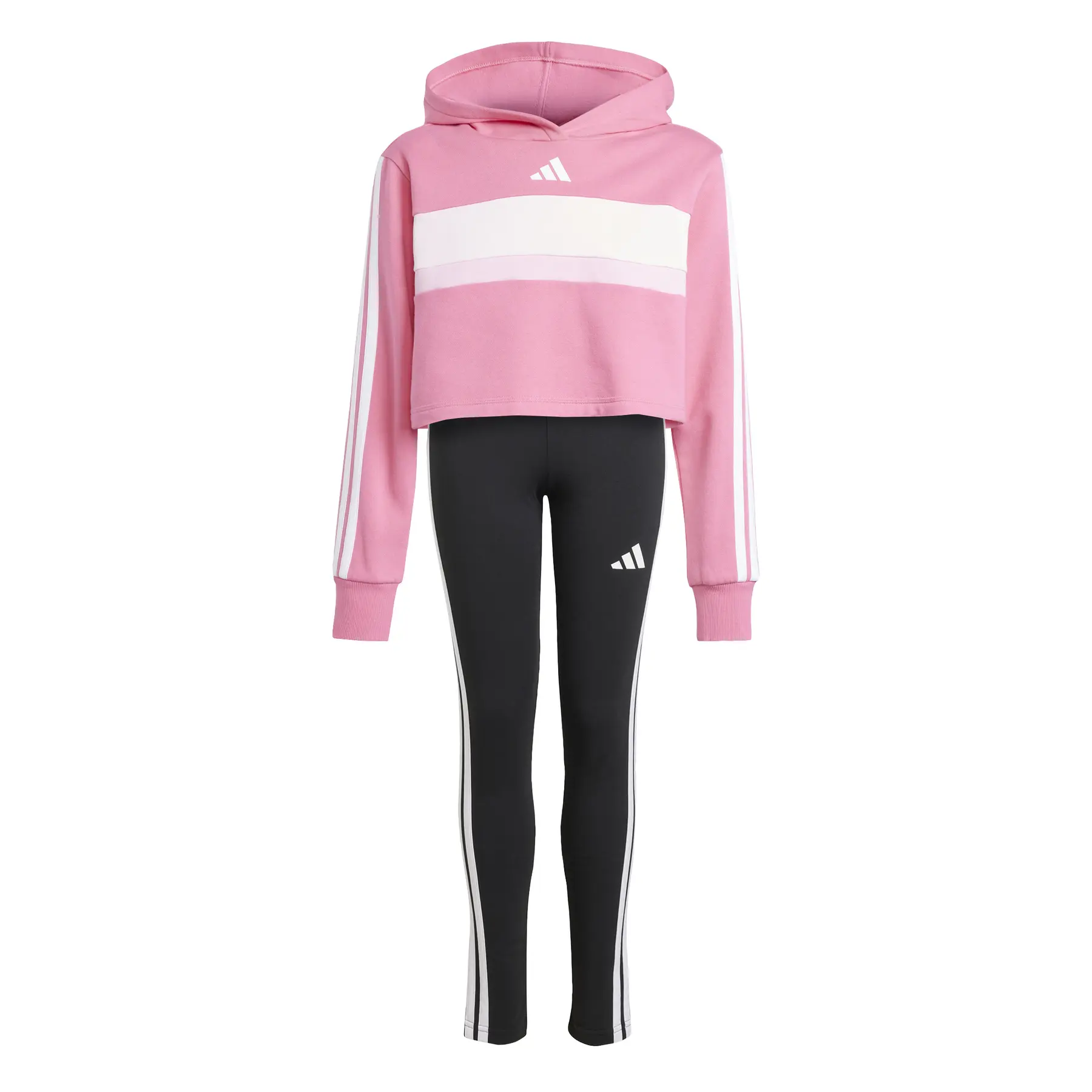 Mädchen-Leggings und Kapuzenpullover-Set adidas Essentials Tiberio 3 Stripes