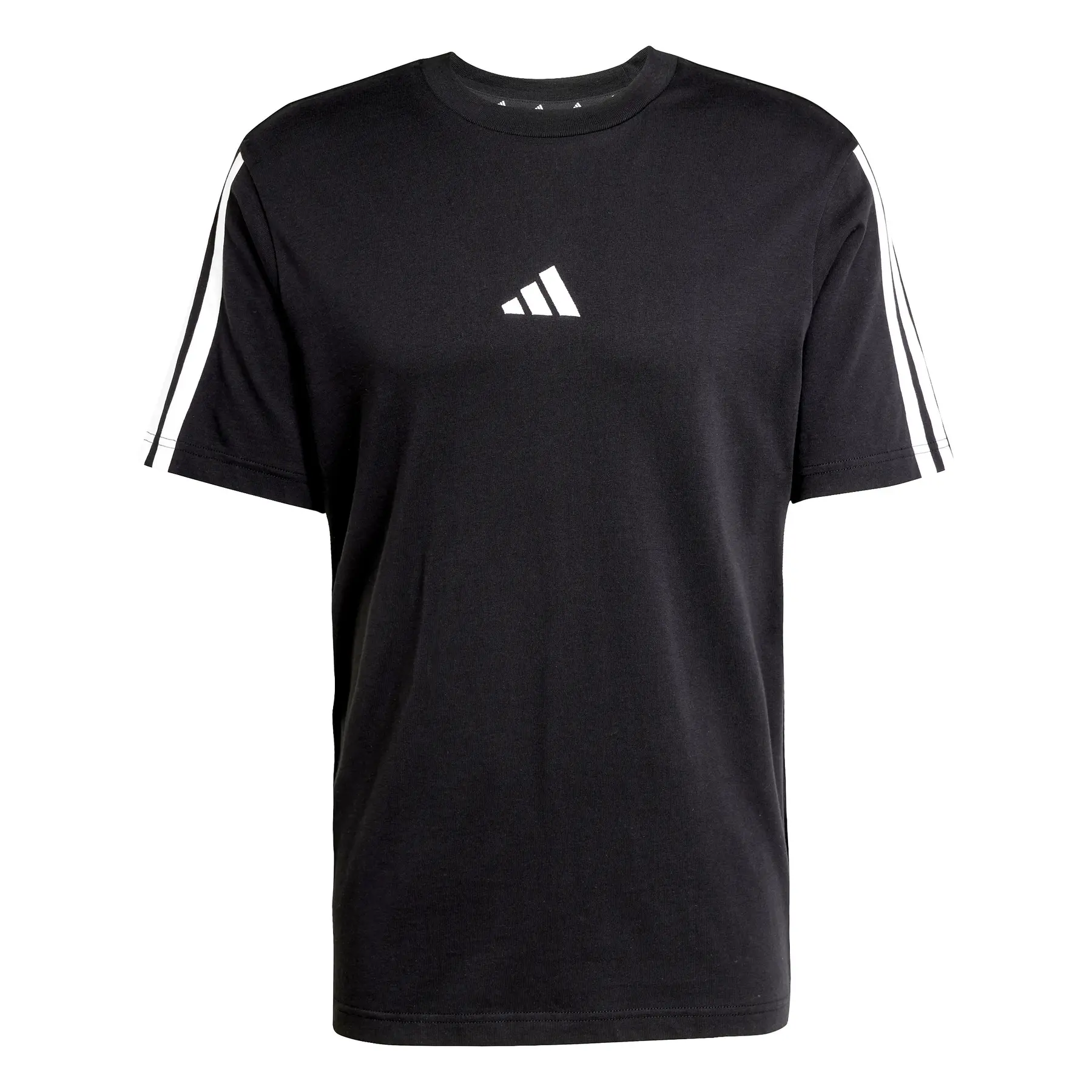 Einfaches Jersey-T-Shirt adidas Essentials 3-Stripes - Farbe: Schwarz