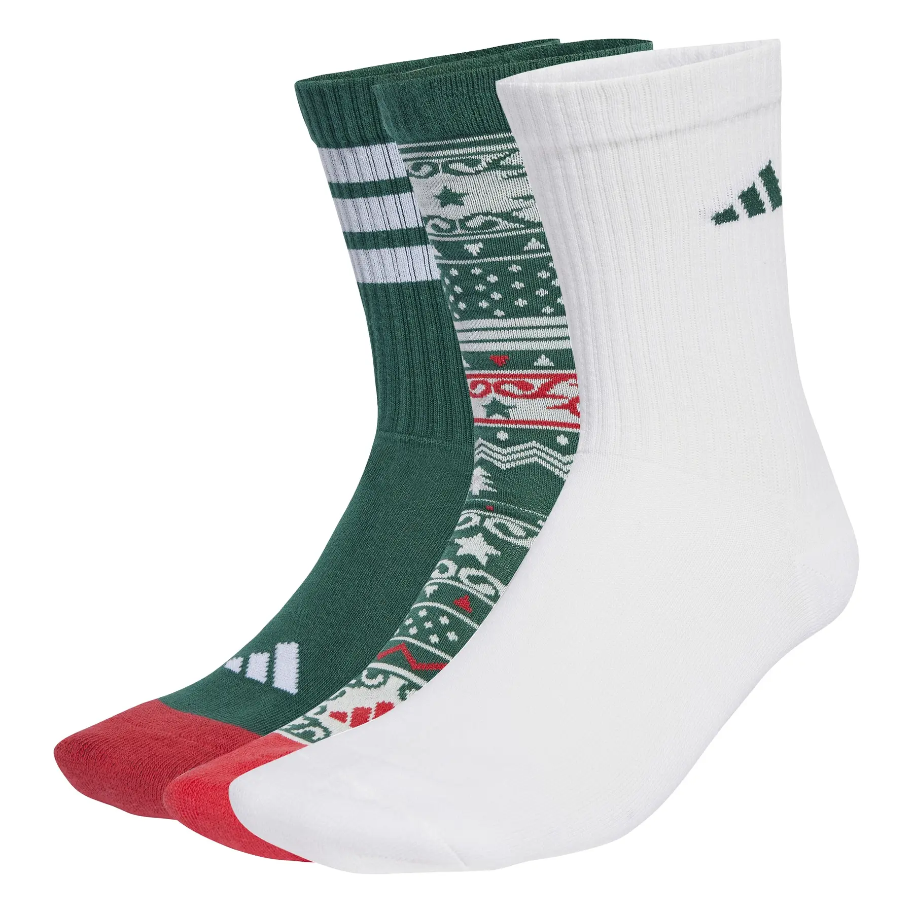 Socken für Kinder adidas Christmas Graphic Crew (x3) - Farbe: Grün