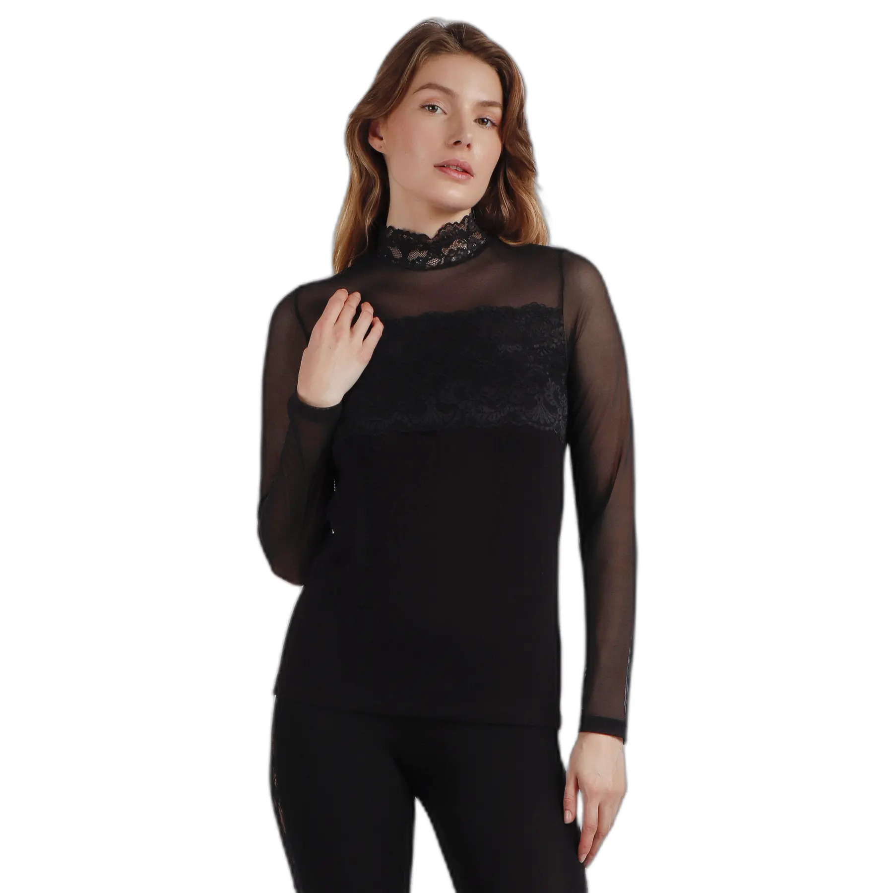 T-shirt in tulle e pizzo donna Admas Classic