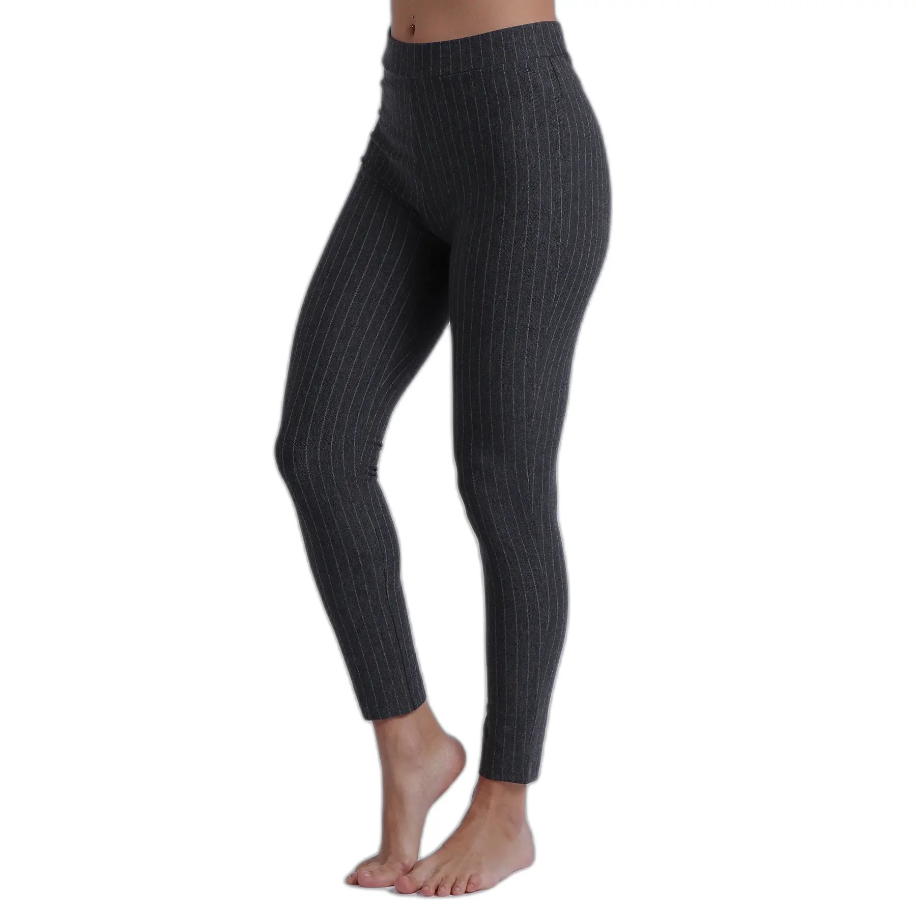 Admas Women's Grey Striped Stretch Trousers For