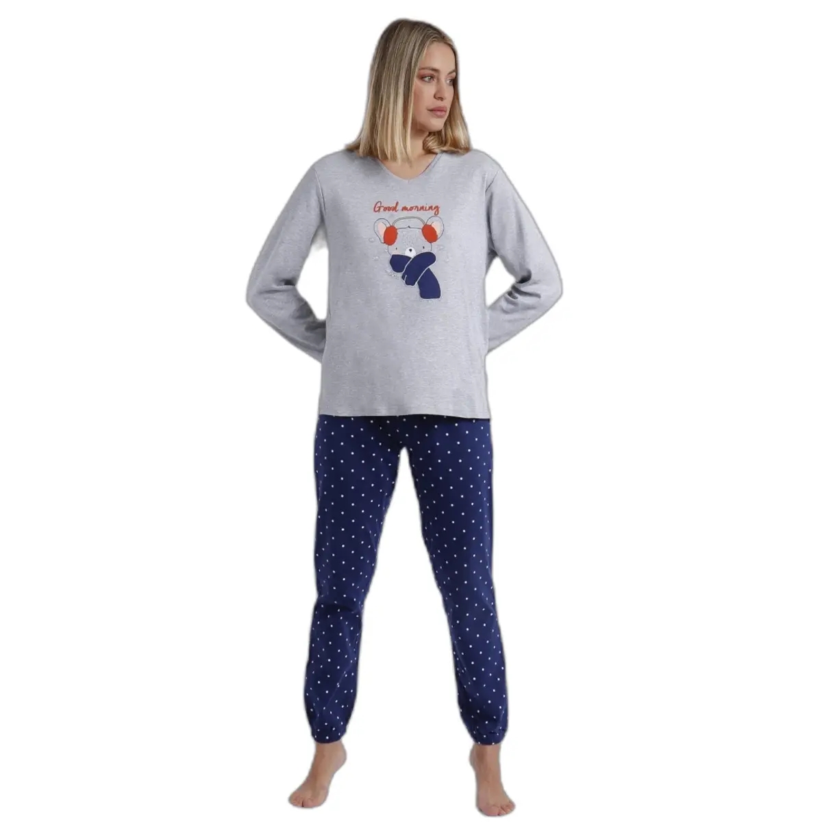 Damen Langarm-Pyjama Admas Good Morning Mouse