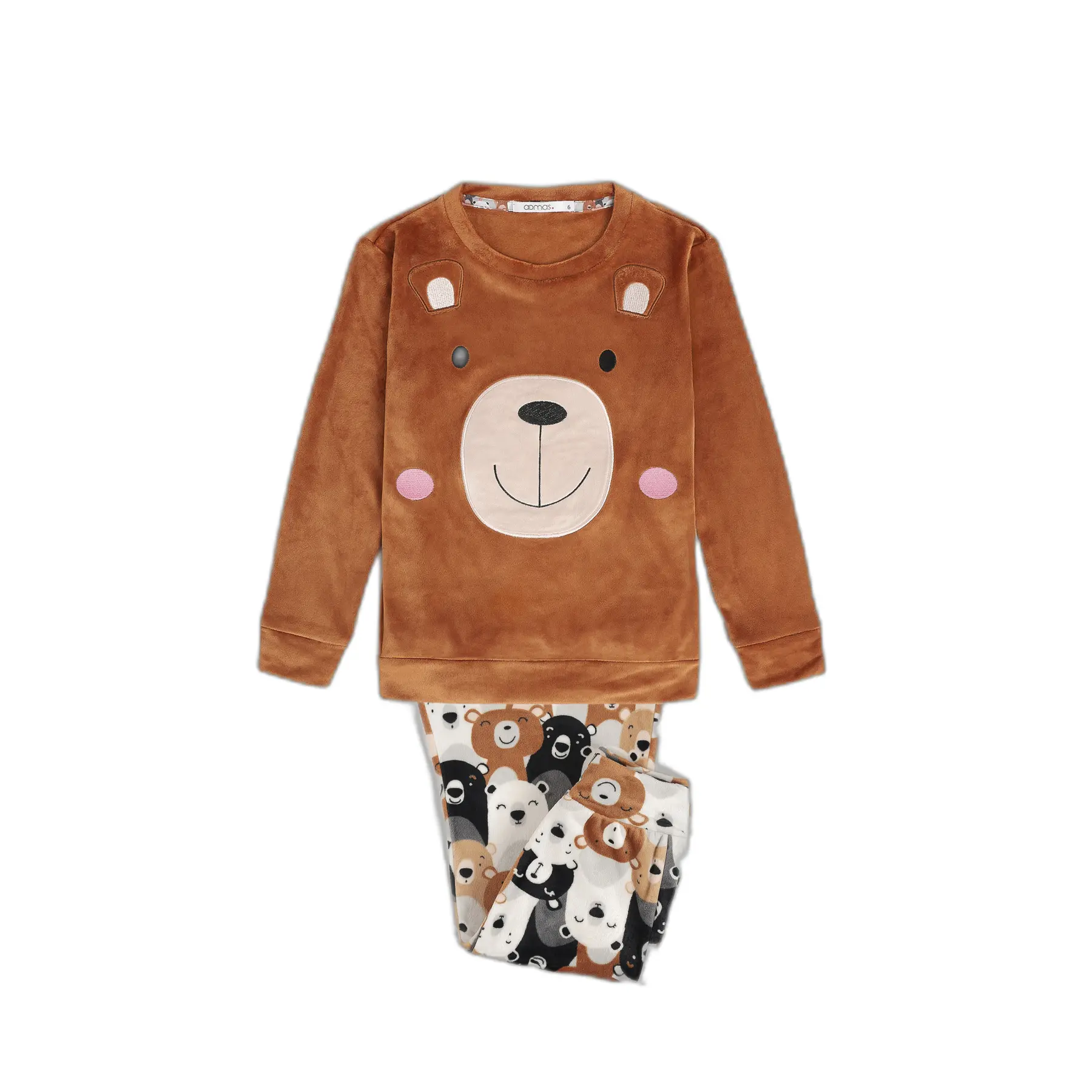 Mädchen Langarm-Velours-Pyjama Admas Bear Family