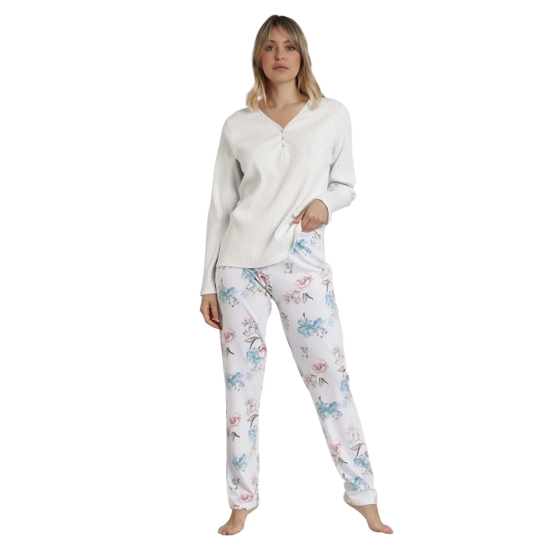 Damen Langarm-Pyjama Admas Garden French