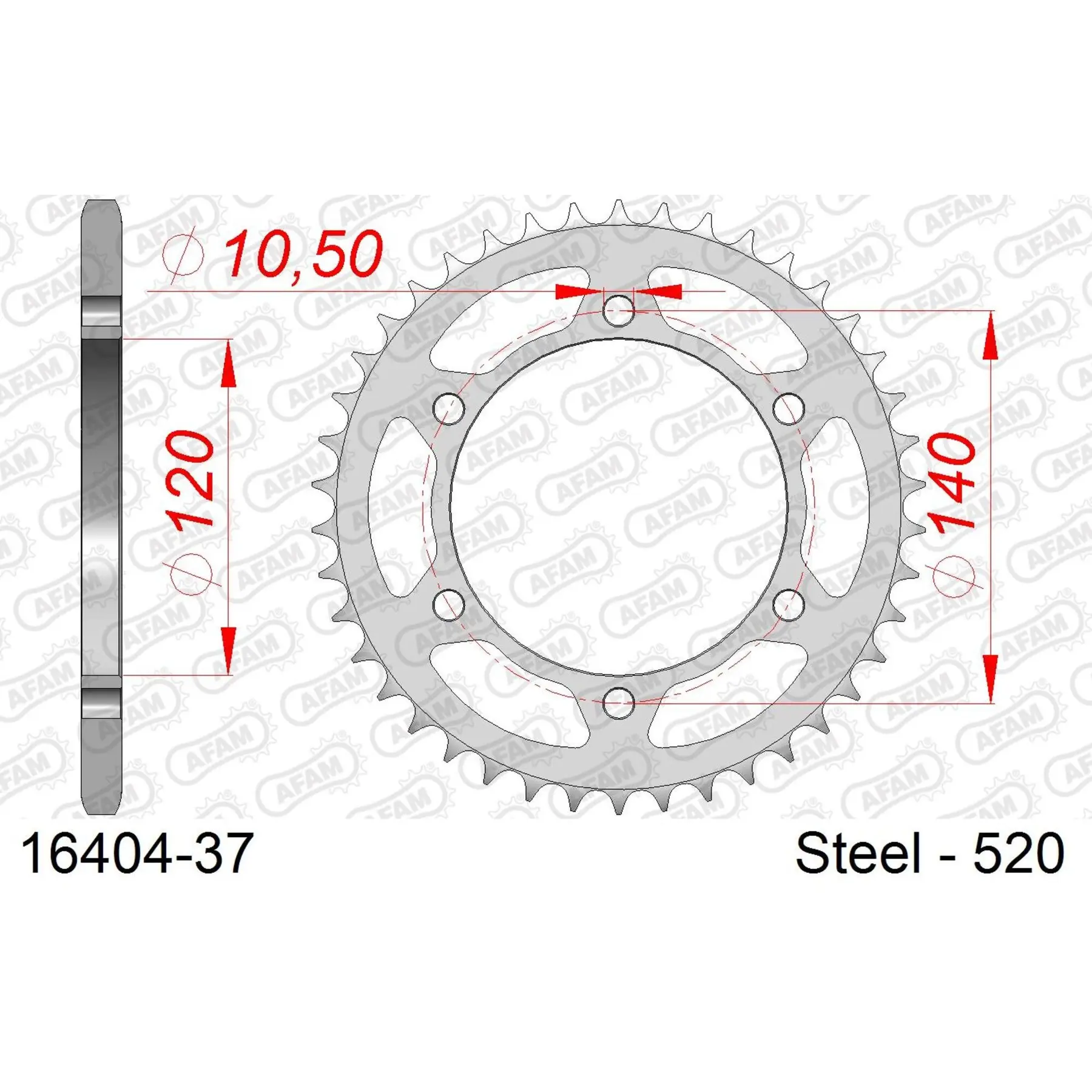 Ritzel aus Stahl Afam 520 37 dents