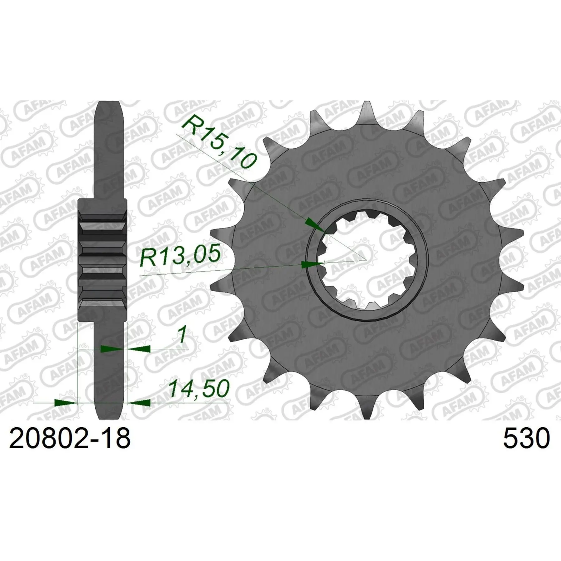 Zahnrad Afam 530 18 dents