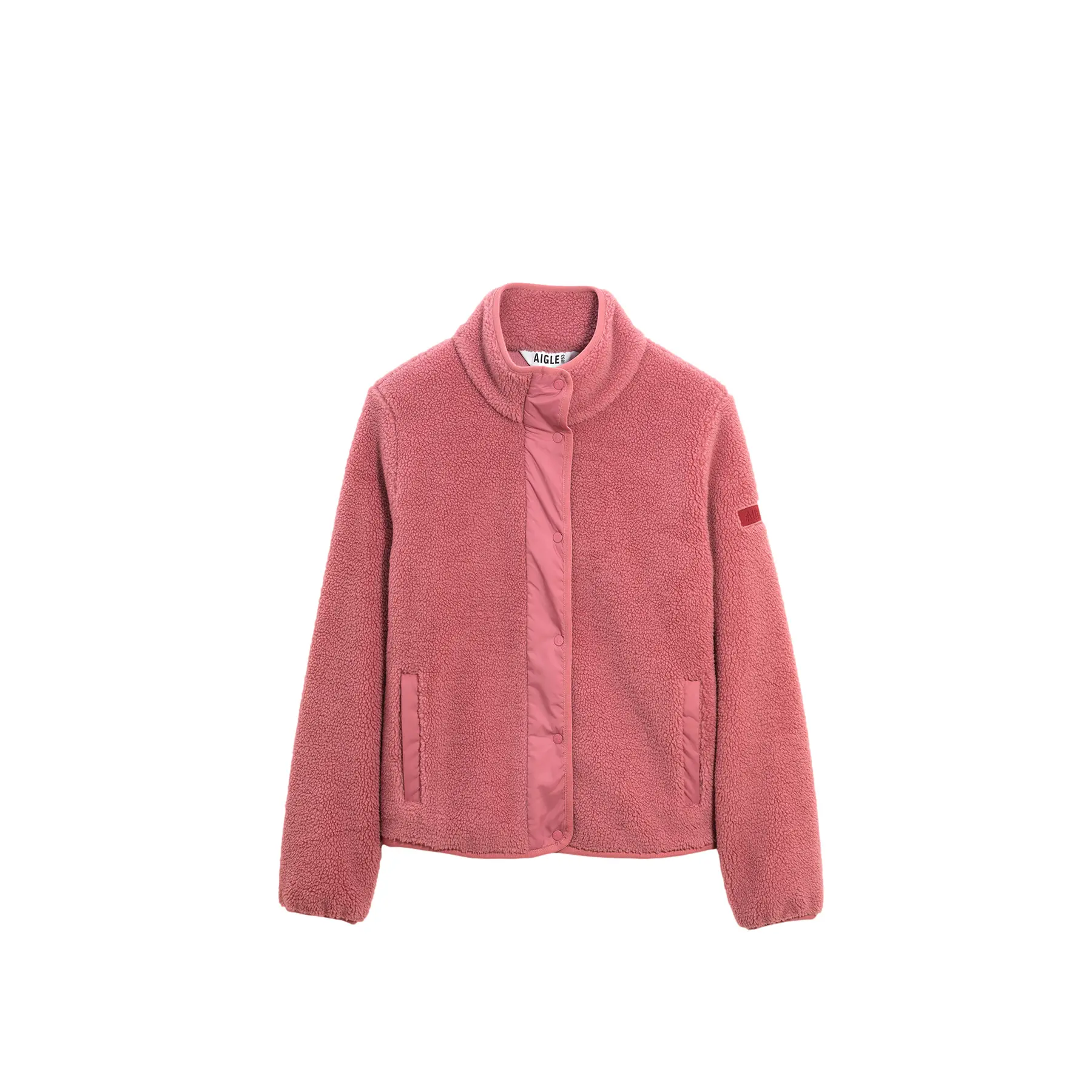 Polaire sherpa con bottoni dettagli nylon donna