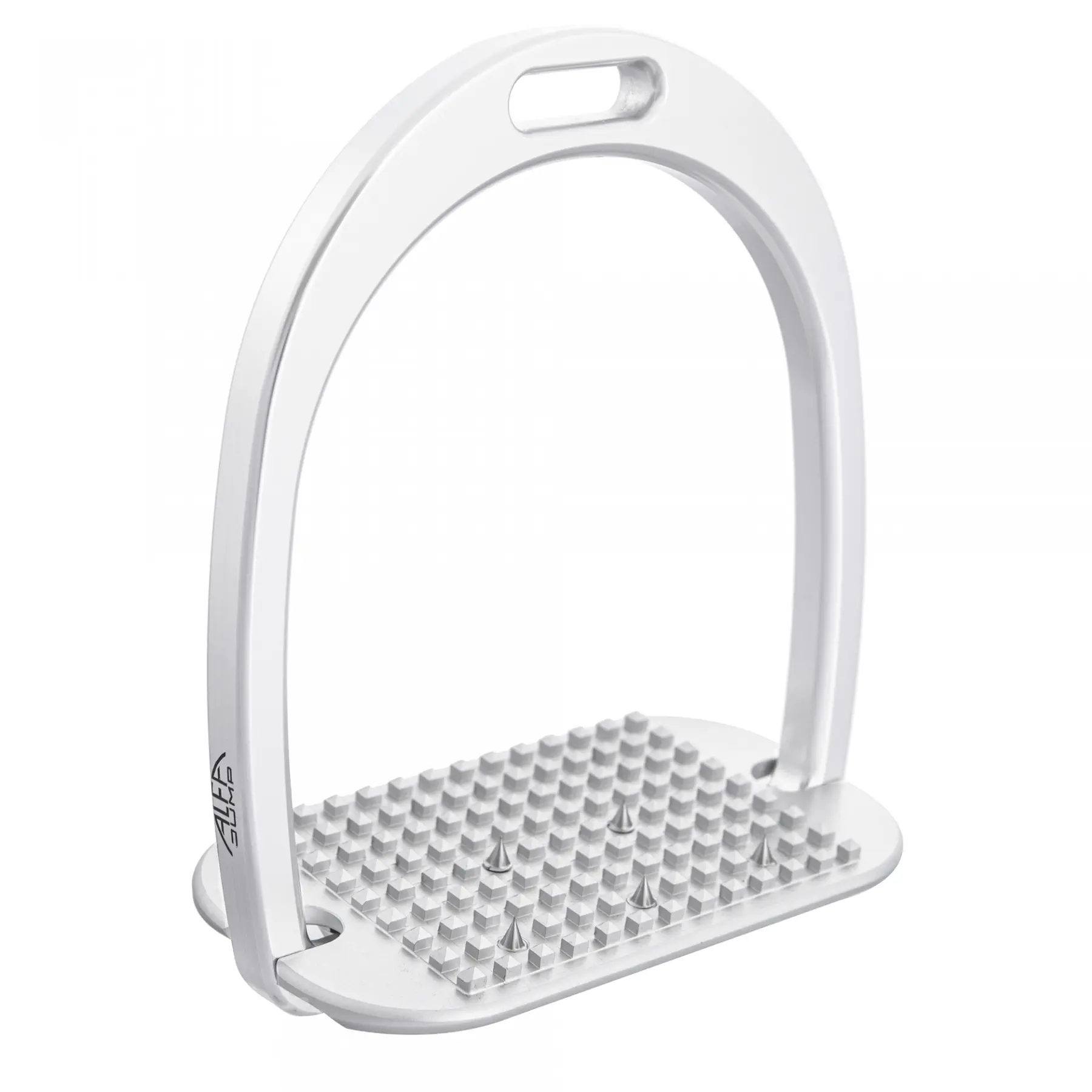 Classic aluminium riding stirrups with inclined footbed and stainless steel spikes for children Alfa Jump