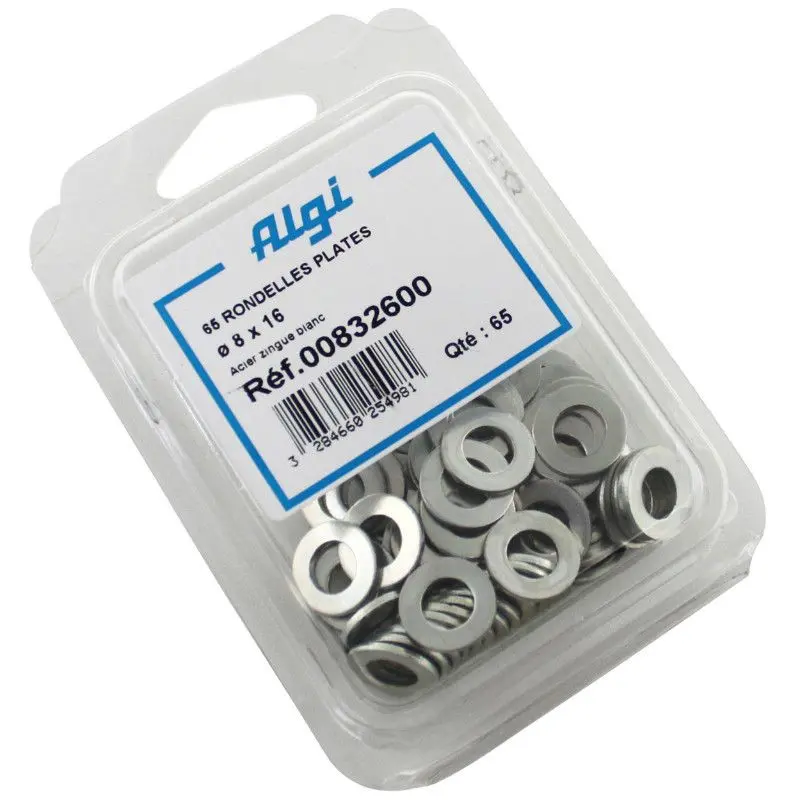 Set van 65 stalen platte ringen Algi
