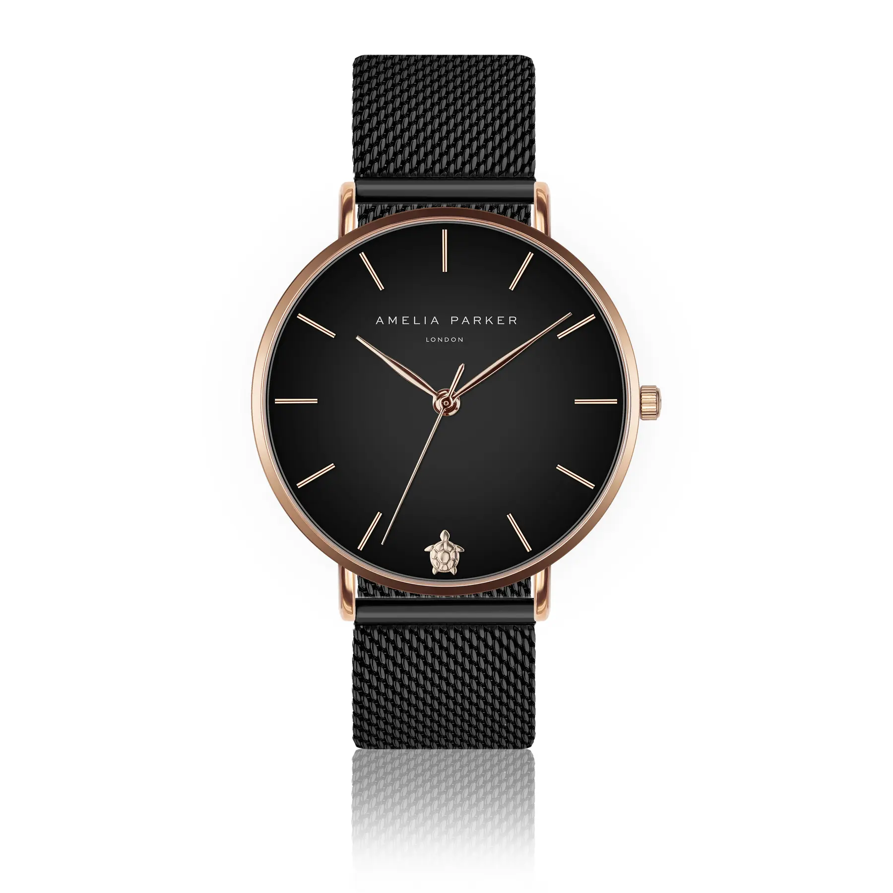 Damenuhr Amelia Parker Midnight Moon Black Mesh