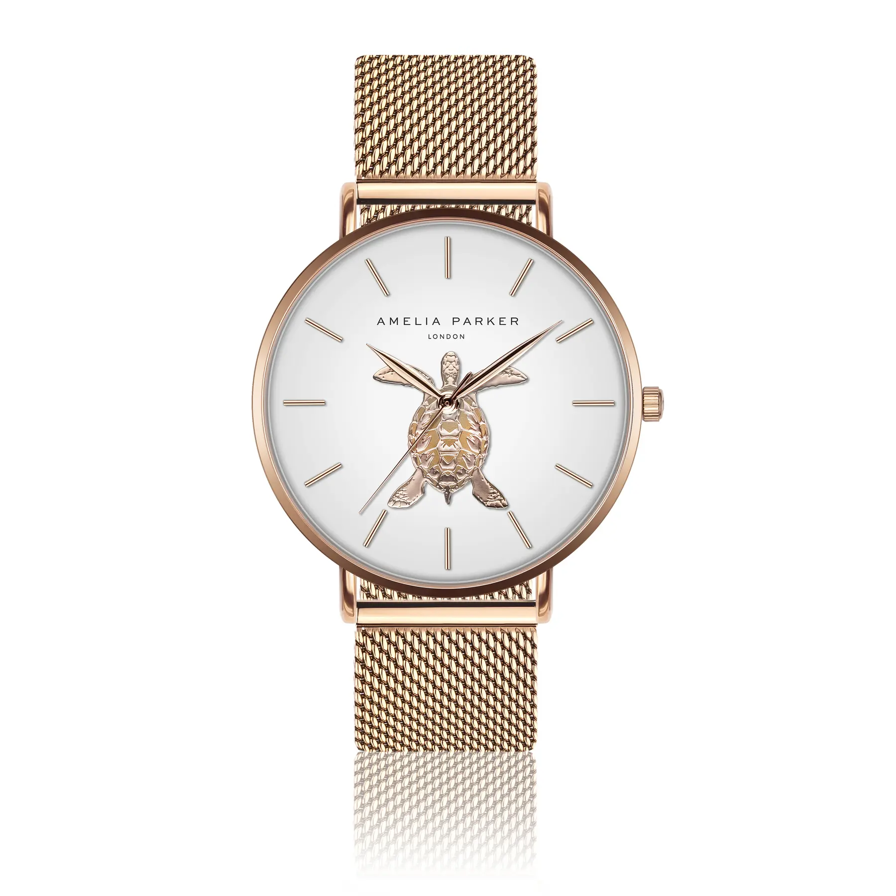 Damenuhr Amelia Parker Rose Turtle Mesh