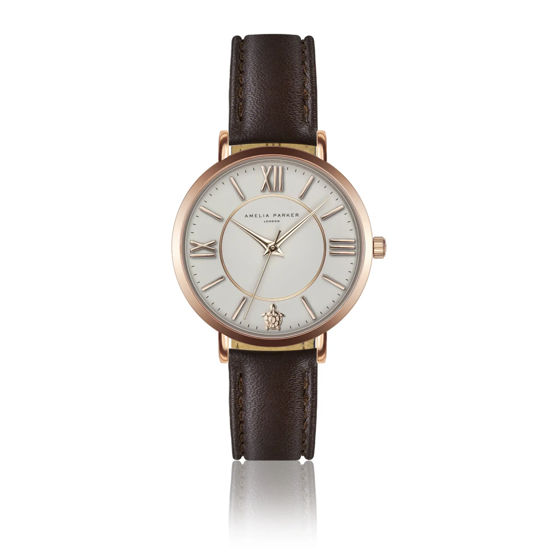 Leather watch woman Amelia Parker Petite Classique Brown