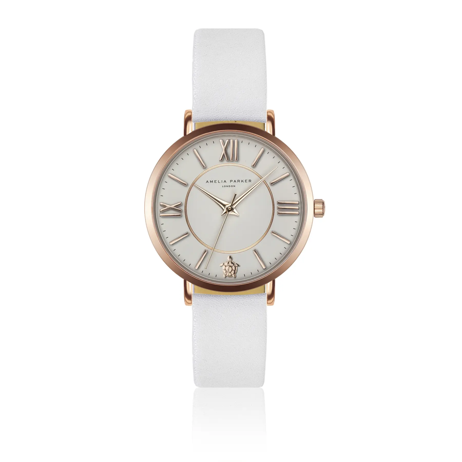Lederuhr Frau Amelia Parker Petite Classique White