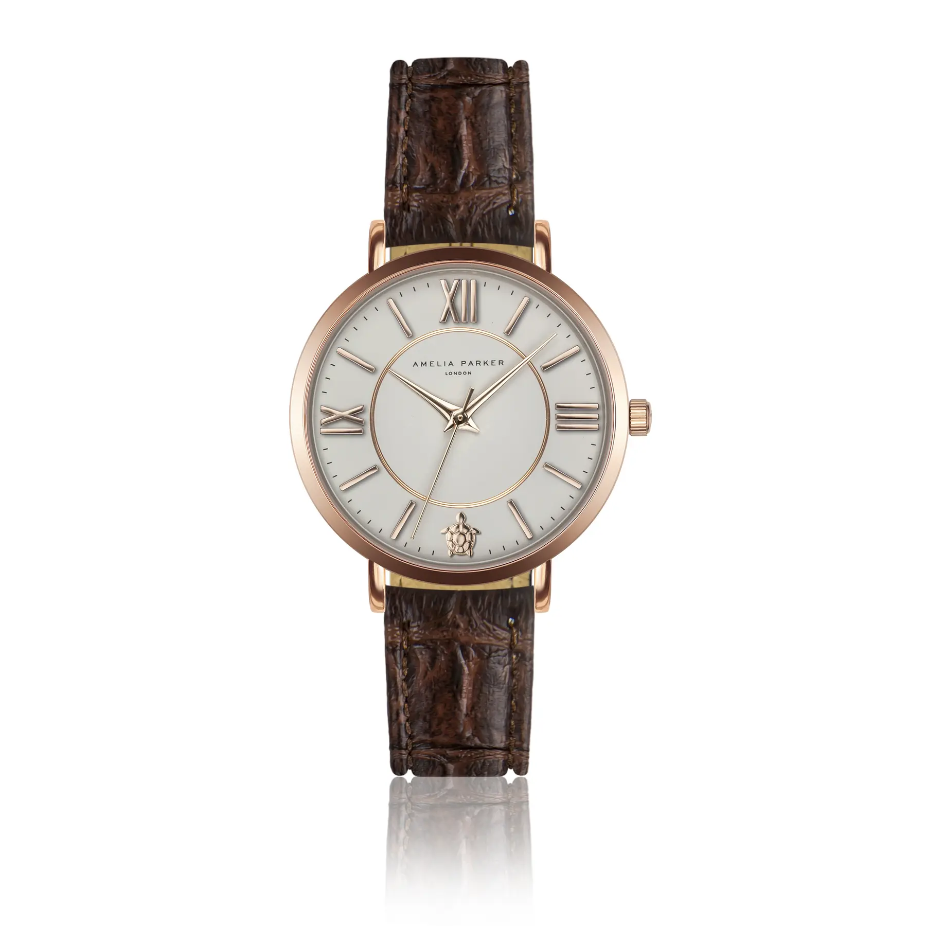 Lederuhr Frau Amelia Parker Petite Classique Brown