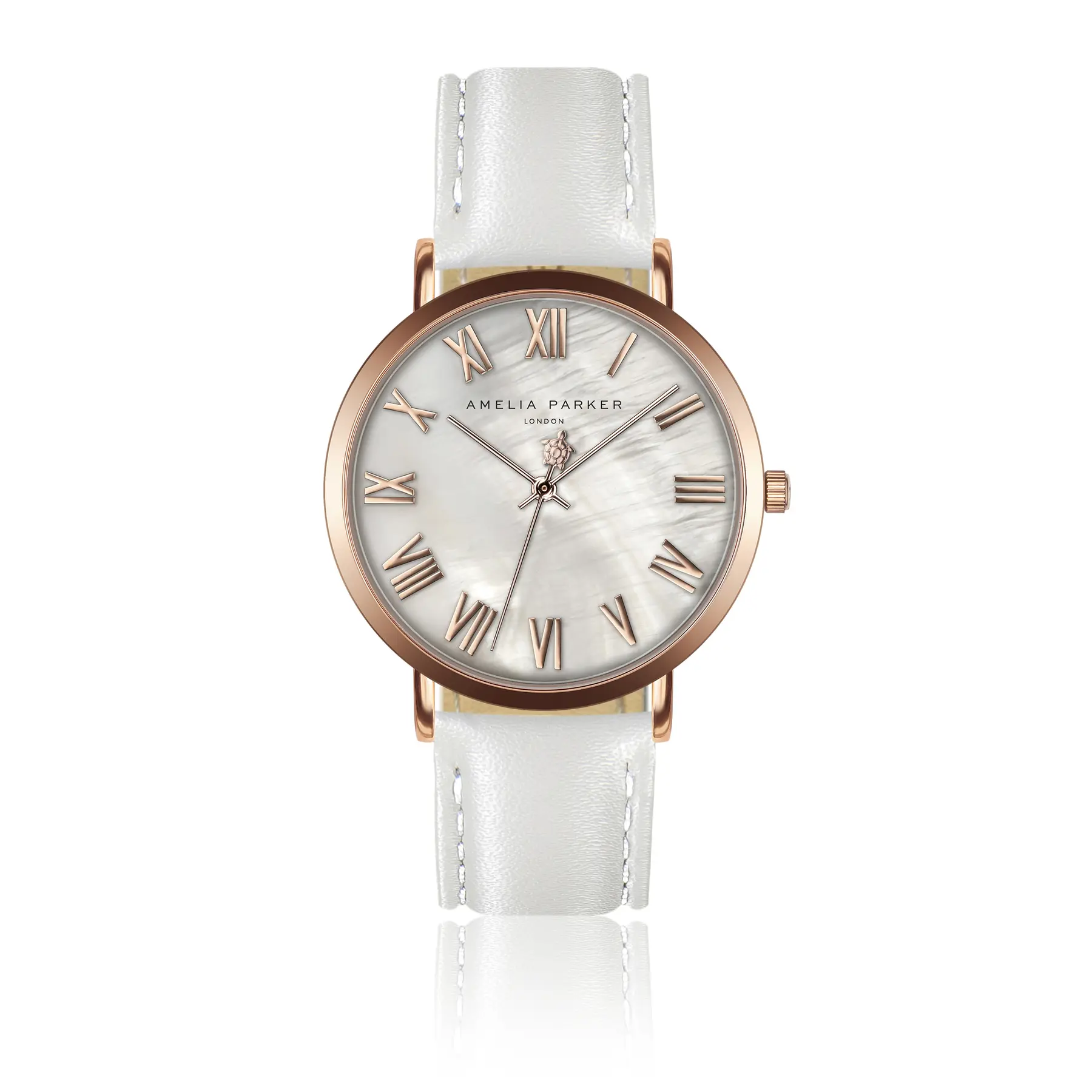 Amelia Parker Golden Leather Watch Woman Classique White