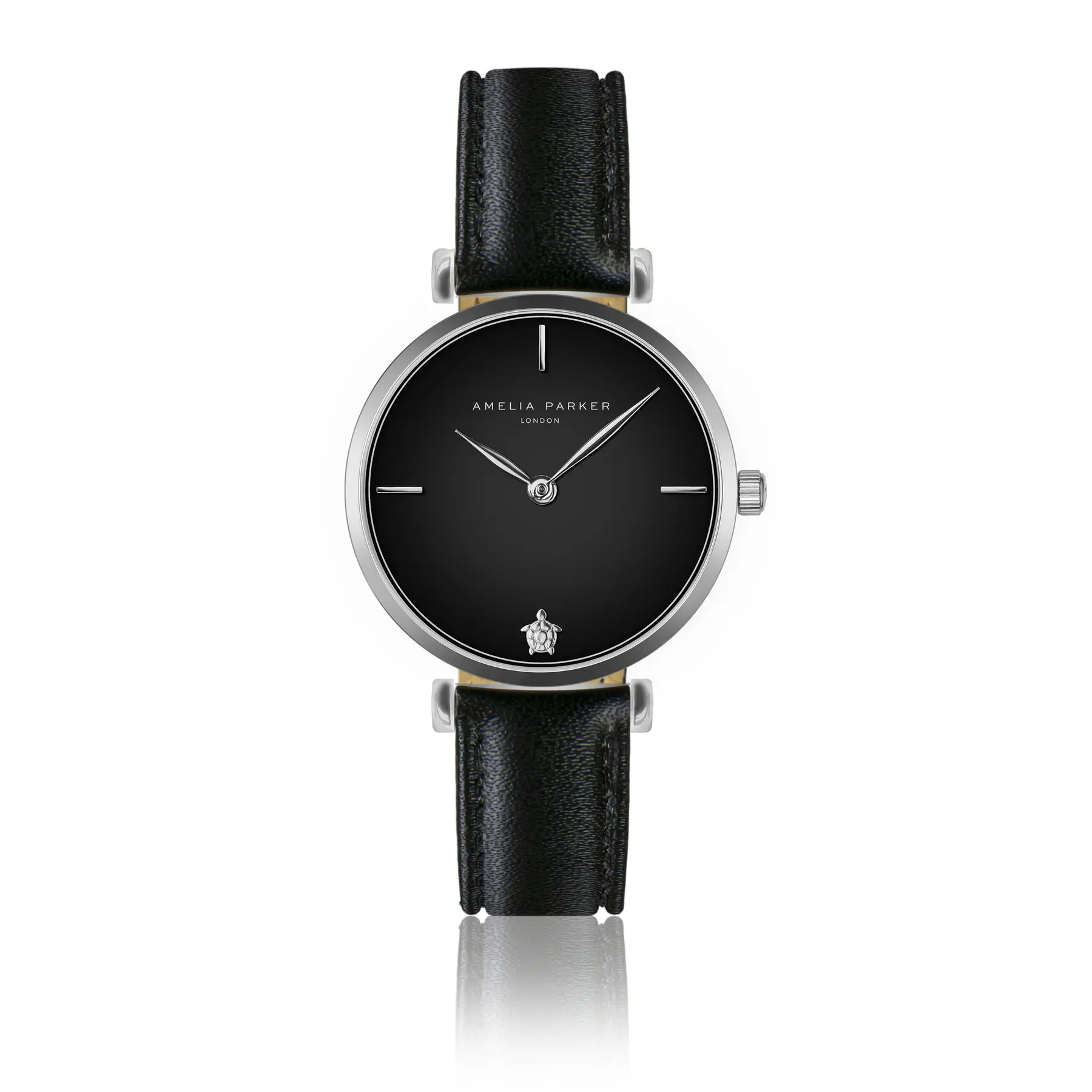 Amelia Parker Silver Leather Watch Woman Night Shore Black