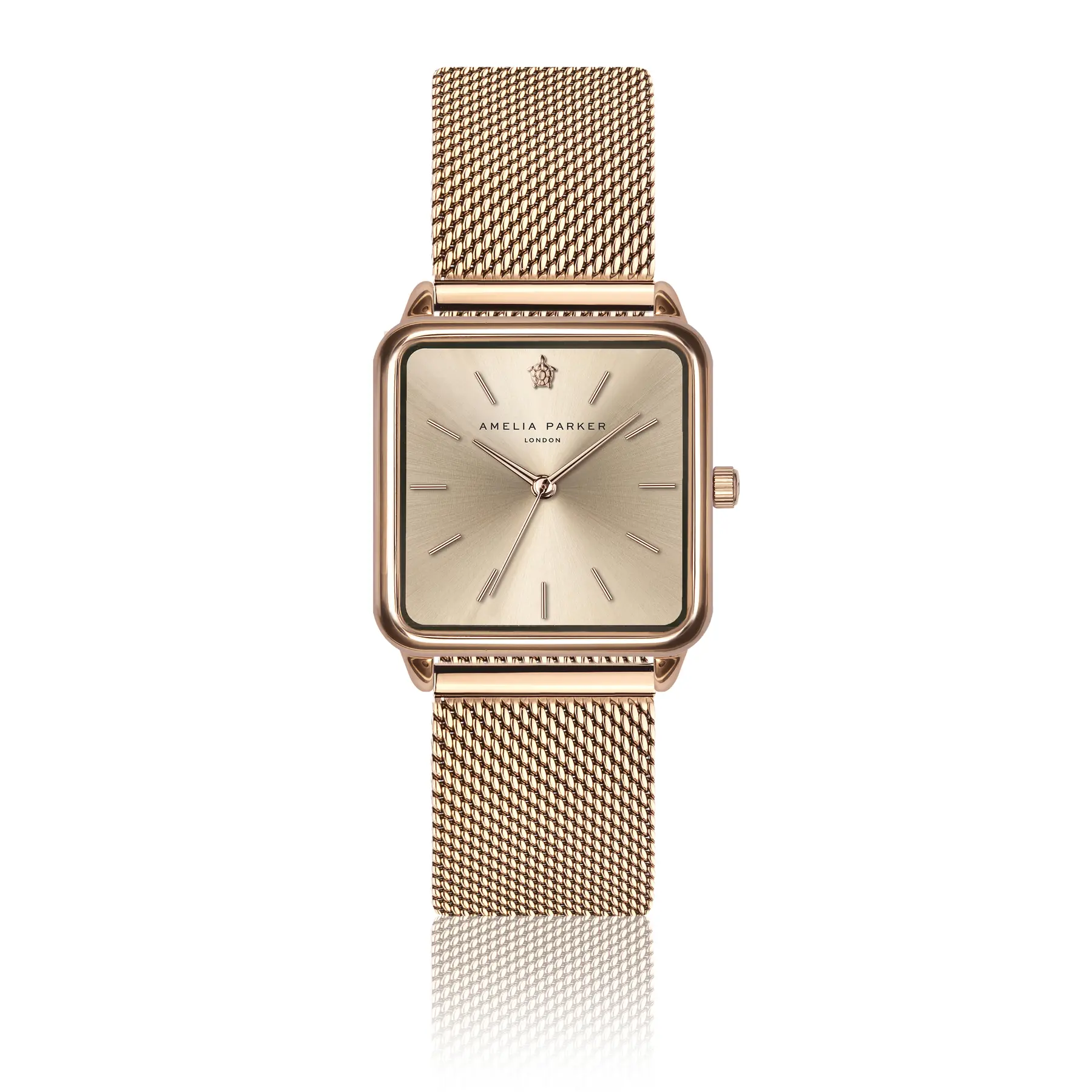 Amelia Parker Women's Golden Watch Gold Plaza Mesh