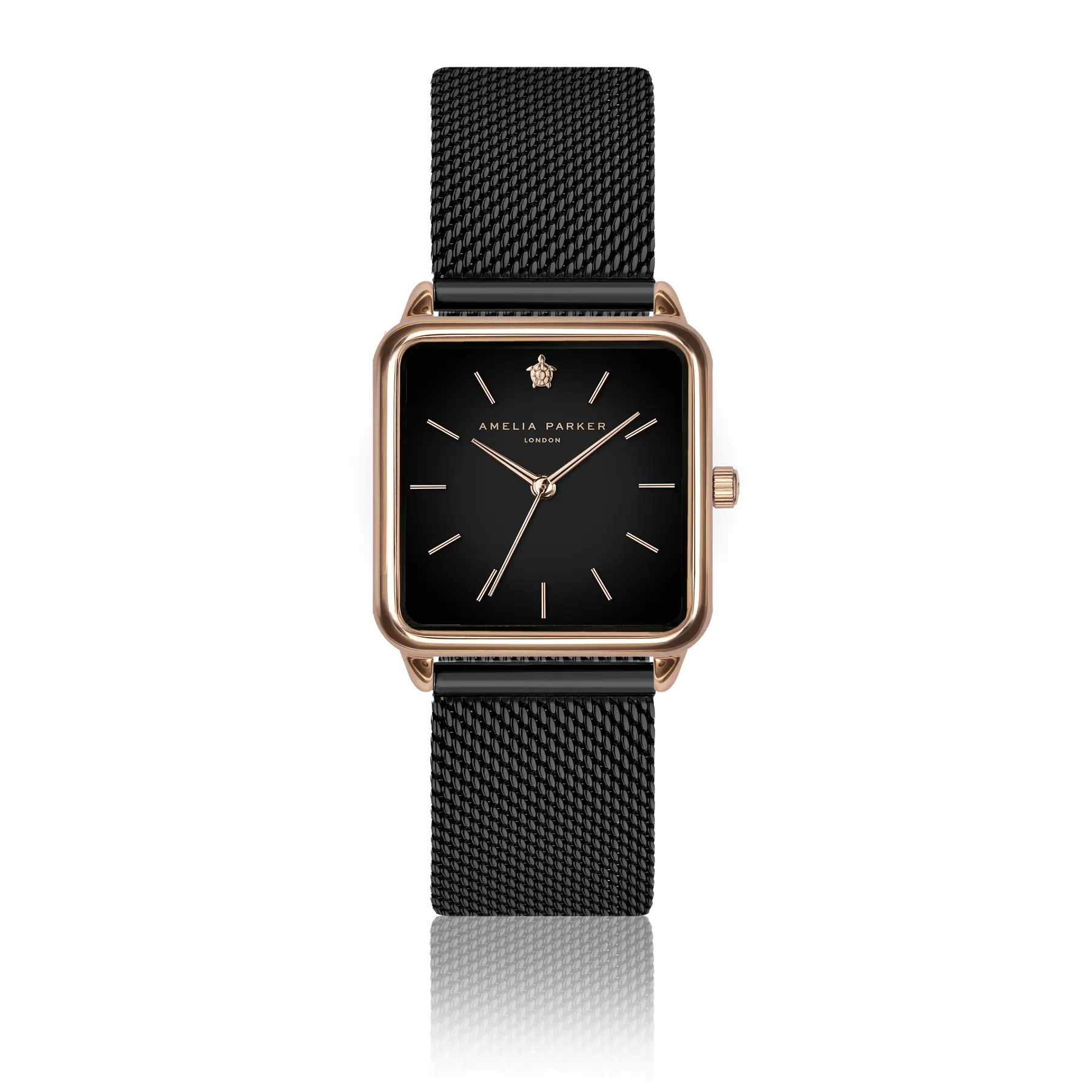 Amelia Parker Women's Golden Watch Night Plaza Black Mesh