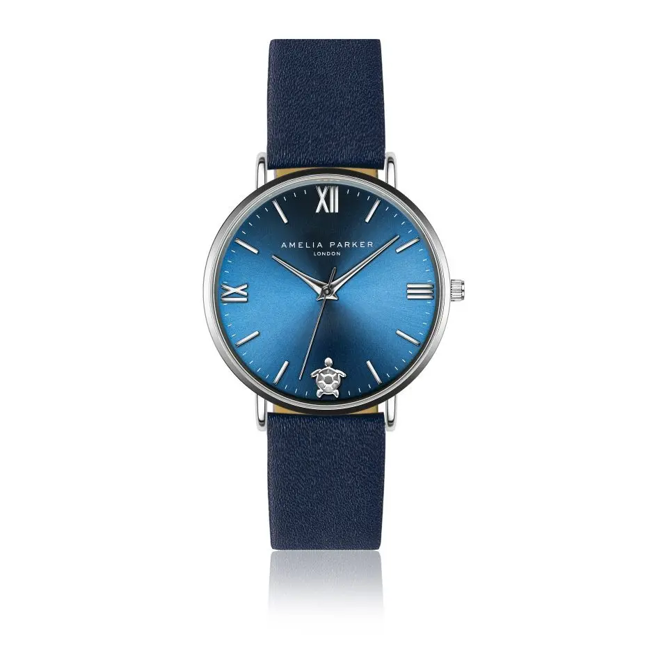 Glattlederuhr für Damen Amelia Parker Blue Lagoon