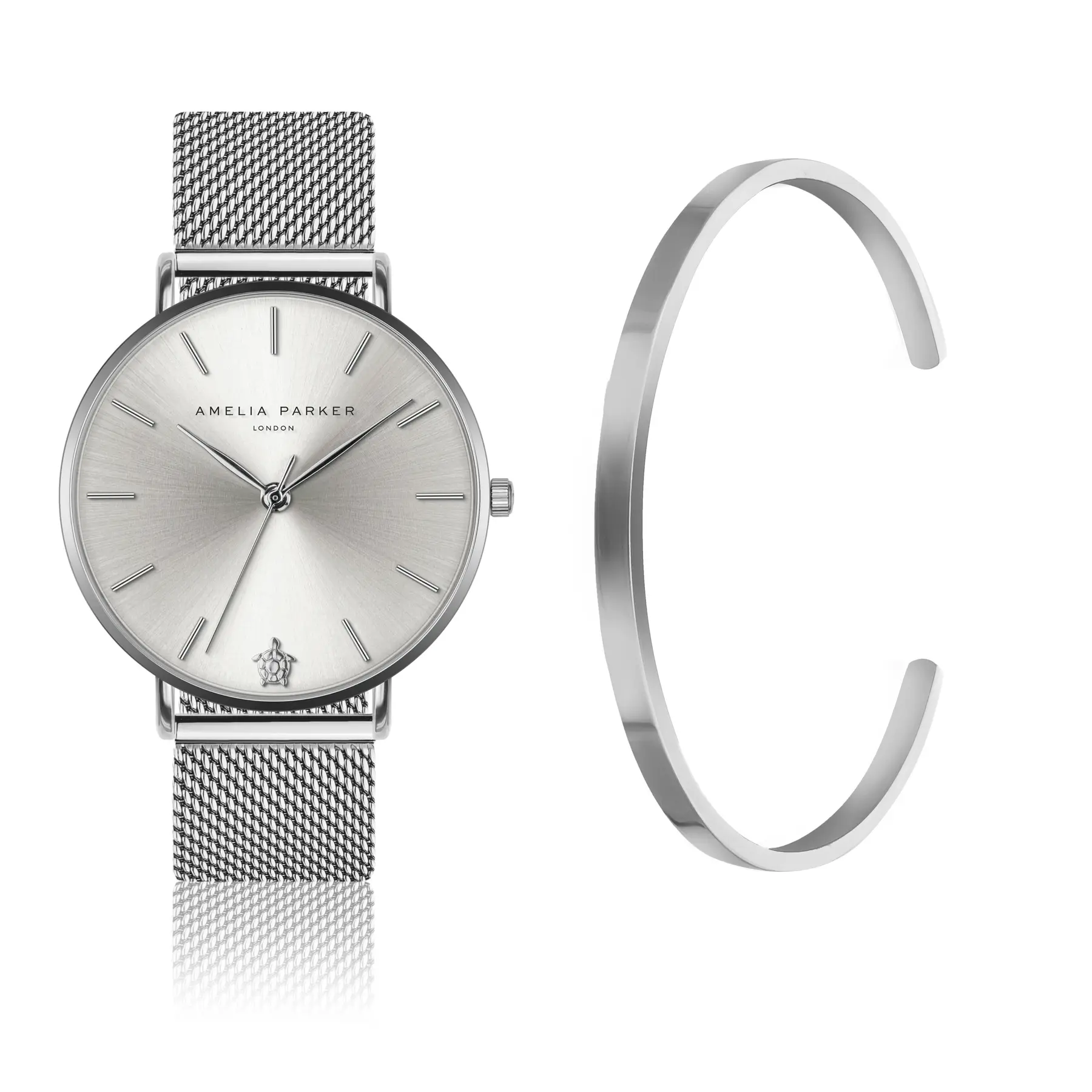 Amelia Parker Women's Silver Watch And Bracelet For Capsule Grey
