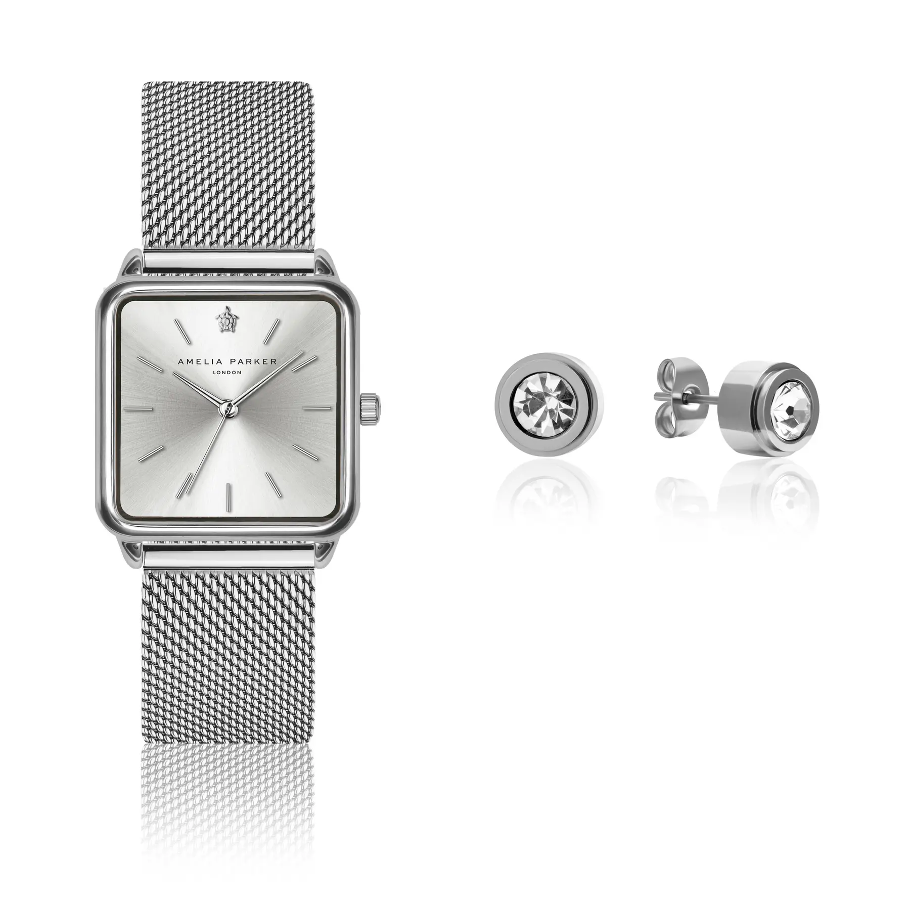 Amelia Parker Silver Watch And Earrings Woman Plaza