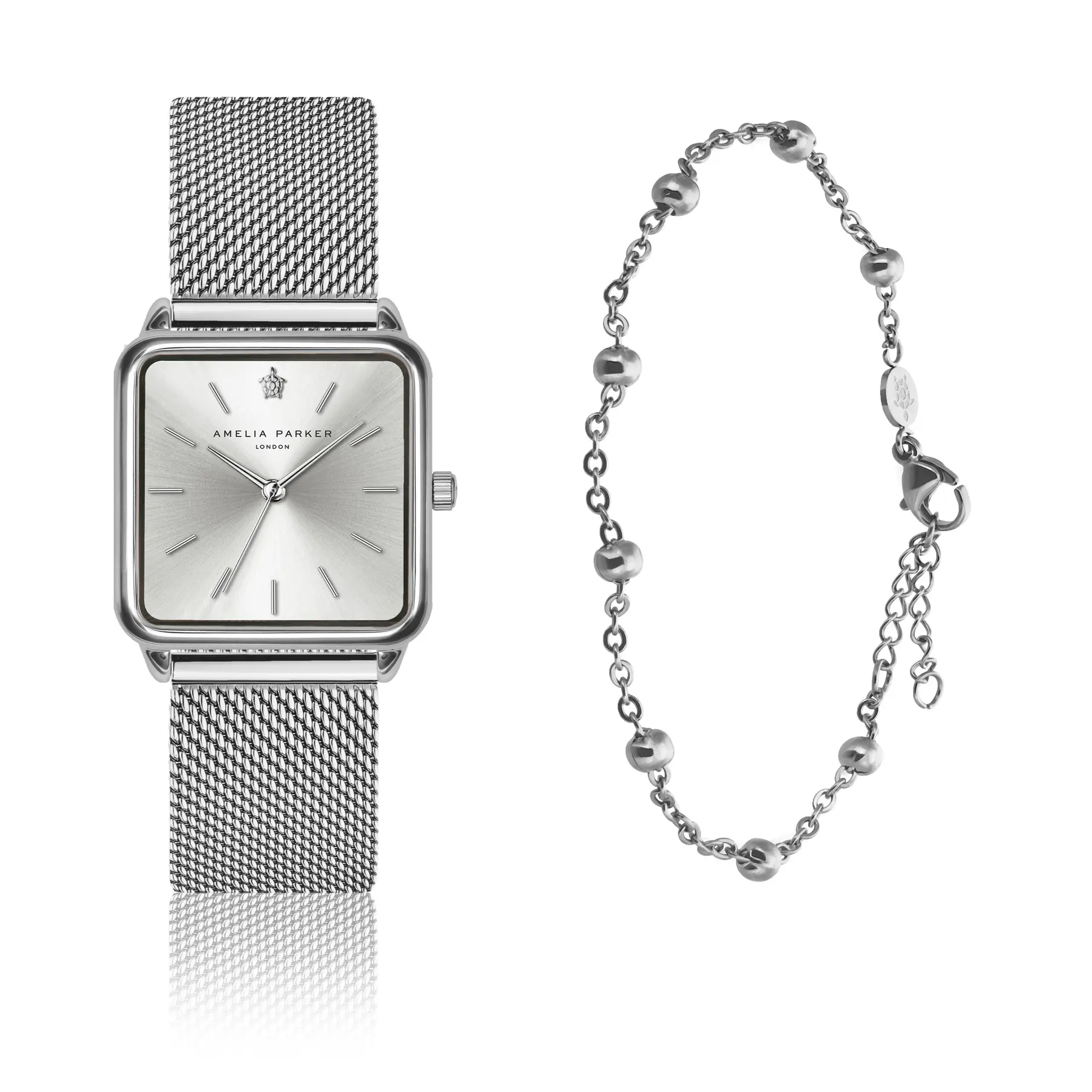 Amelia Parker Women's Silver Watch And Bracelet For Plaza