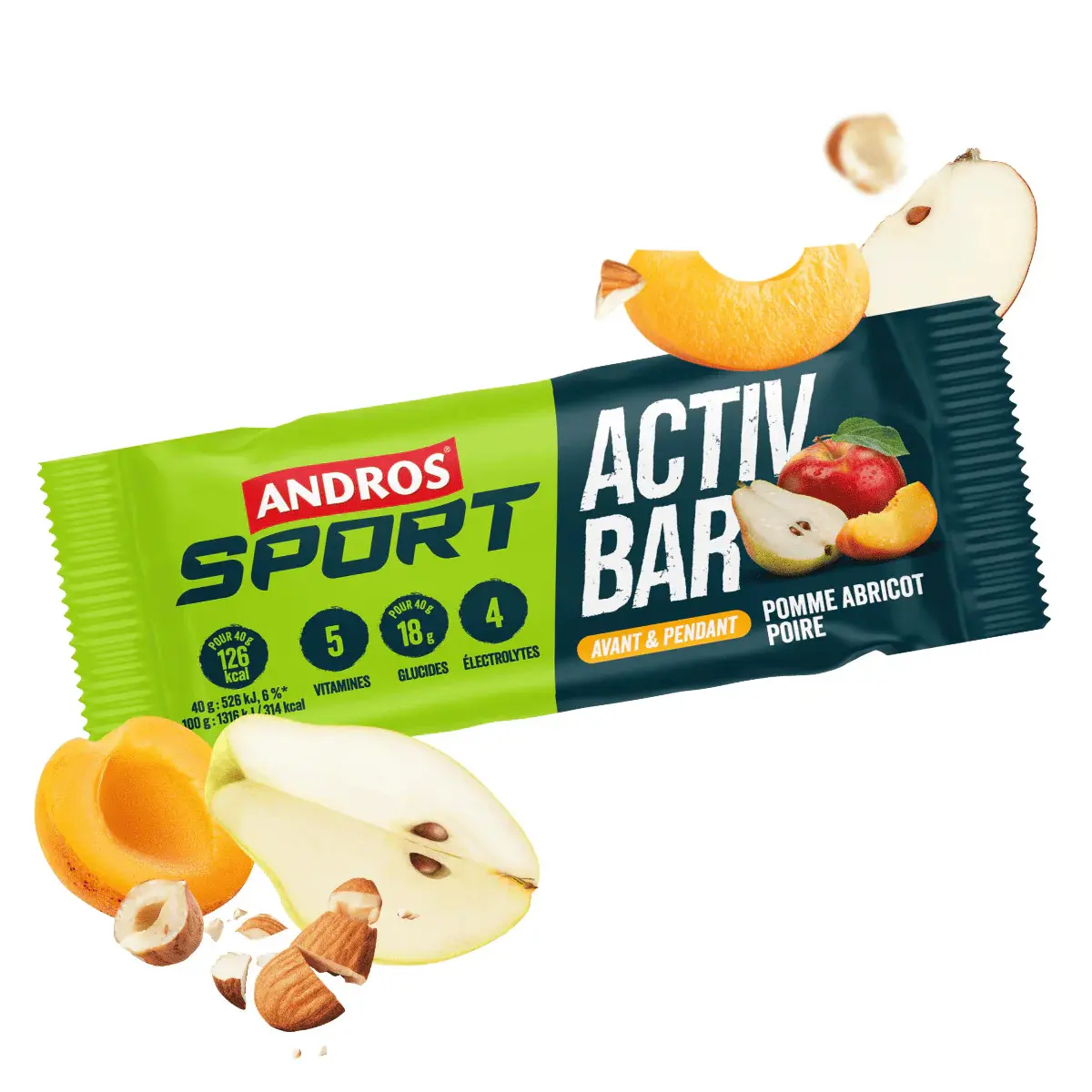 Ernährungsriegel Andros Sport Activ Bar Pomme Poire Abricot