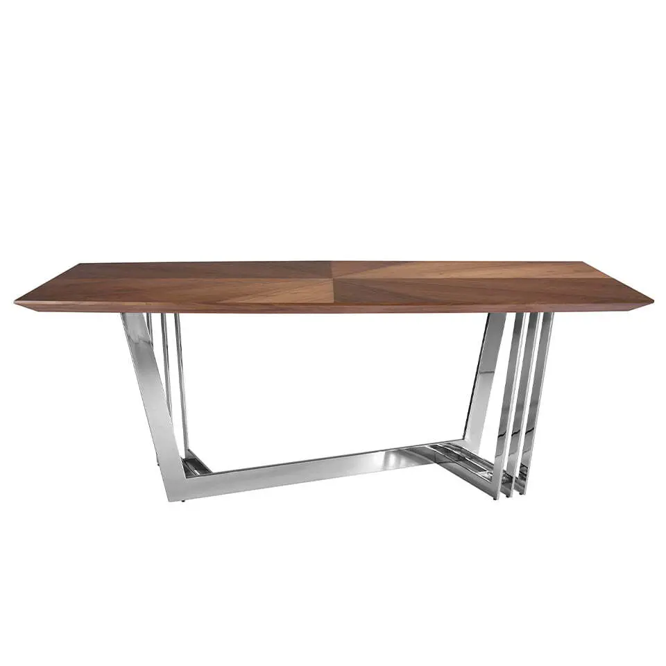 Table de salle à manger en bois et acier chromé Angel Cerdà
