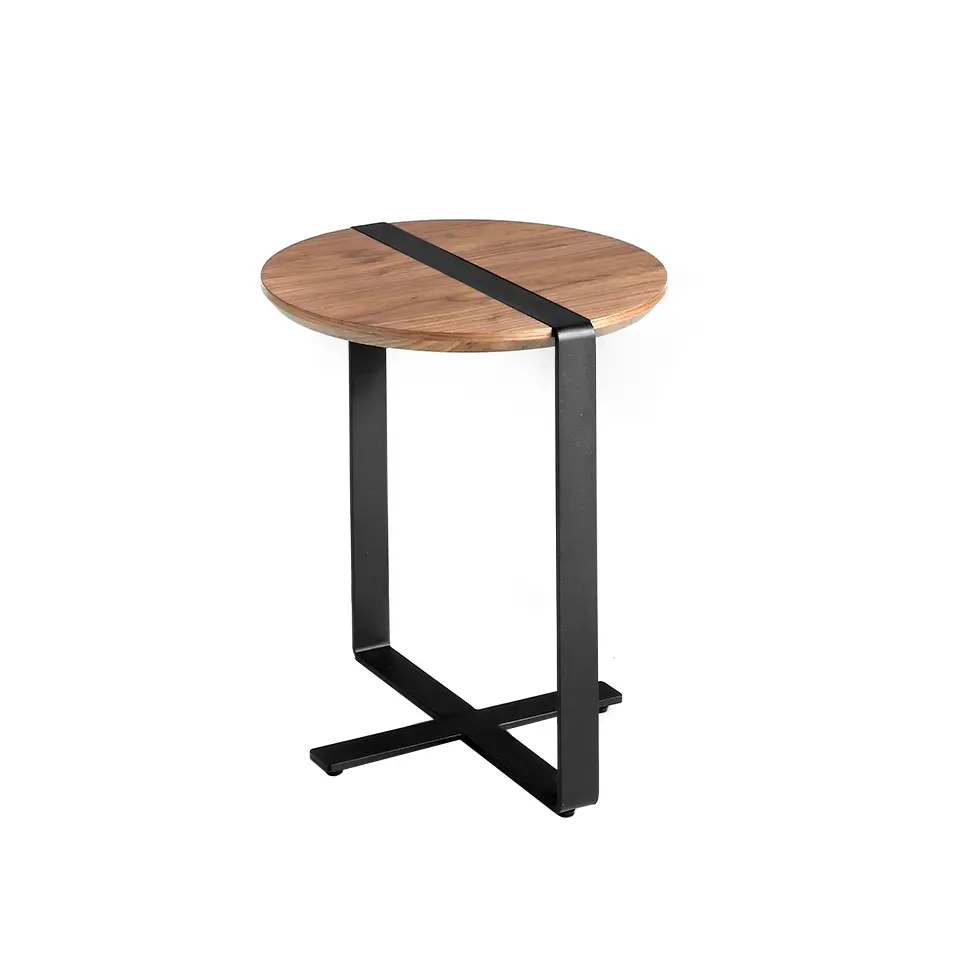 Table d'angle de noyer et acier Angel Cerdà