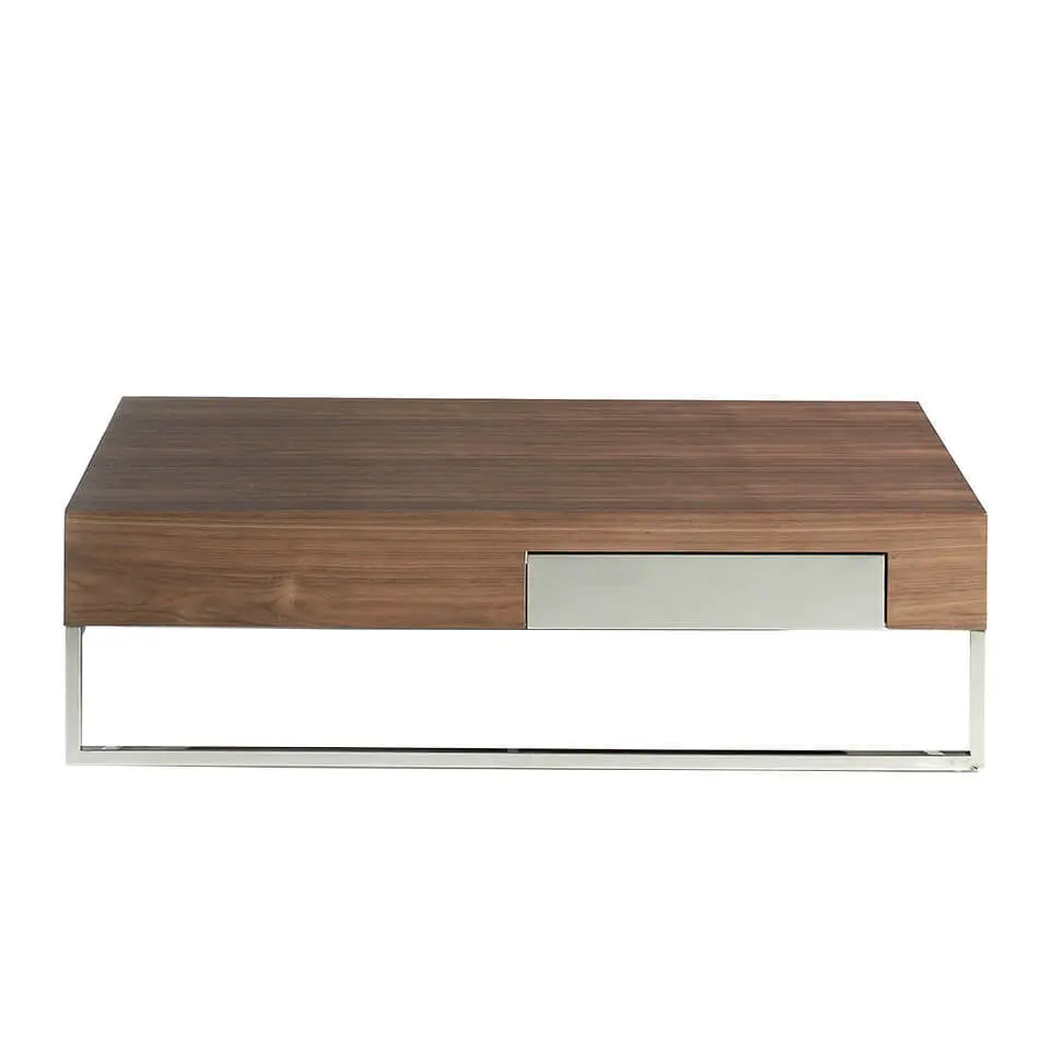 Table basse en noyer et acier chromé Angel Cerdà Table basse en noyer et acier chromé Angel Cerdà