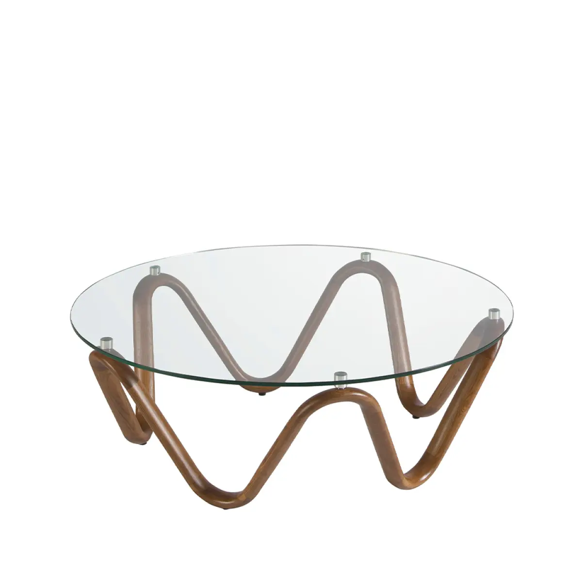 Table basse ronde en verre trempé et noyer Angel Cerdà Table basse ronde en verre trempé et noyer Angel Cerdà