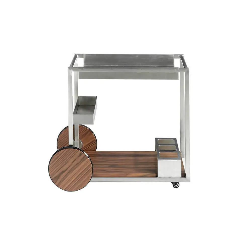 Chariot de minibar en acier poli et bois Angel Cerdà