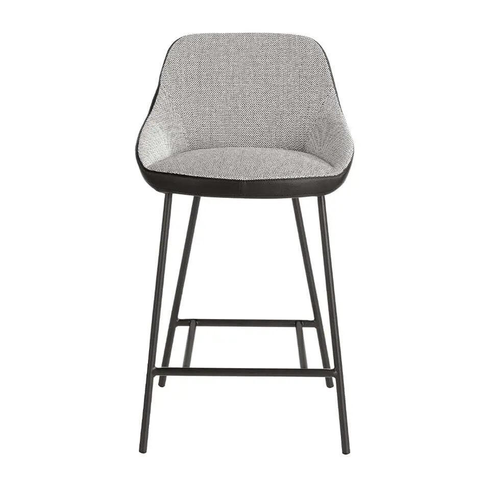 Tabouret en tissu et croûte de cuir écologique avec pieds en acier Angel Cerdà