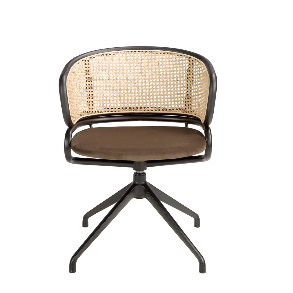 Chaise pivotante en velours et rotin Angel Cerdà