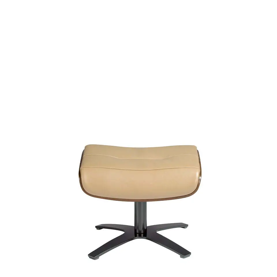 Pouf pivotant en cuir et bois Angel Cerdà