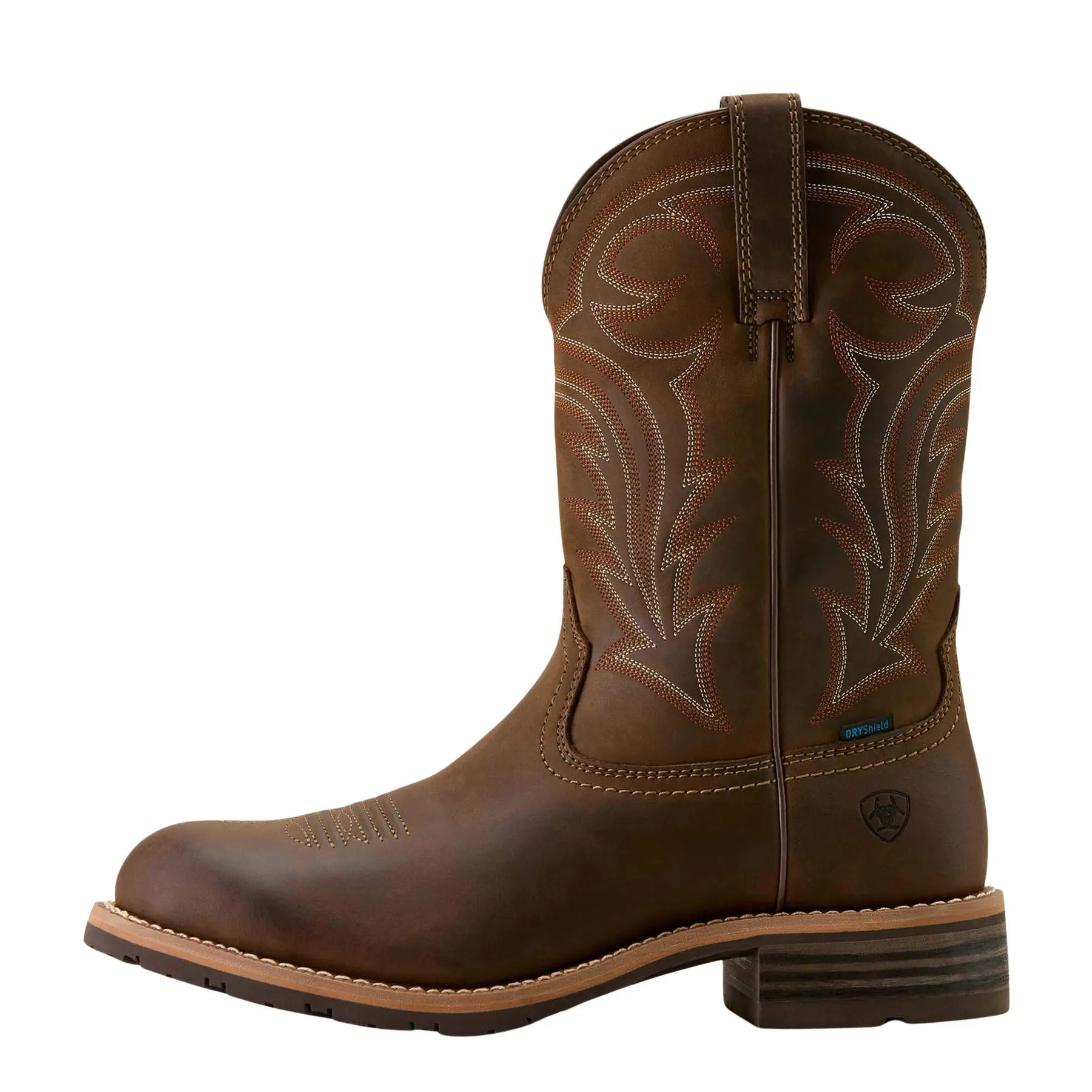 Men's Hybrid Rancher Waterproof U Toe Cowboy Boots in Distressed Brown Full-Grain Leather, Size: 11 D / Medium by Ariat