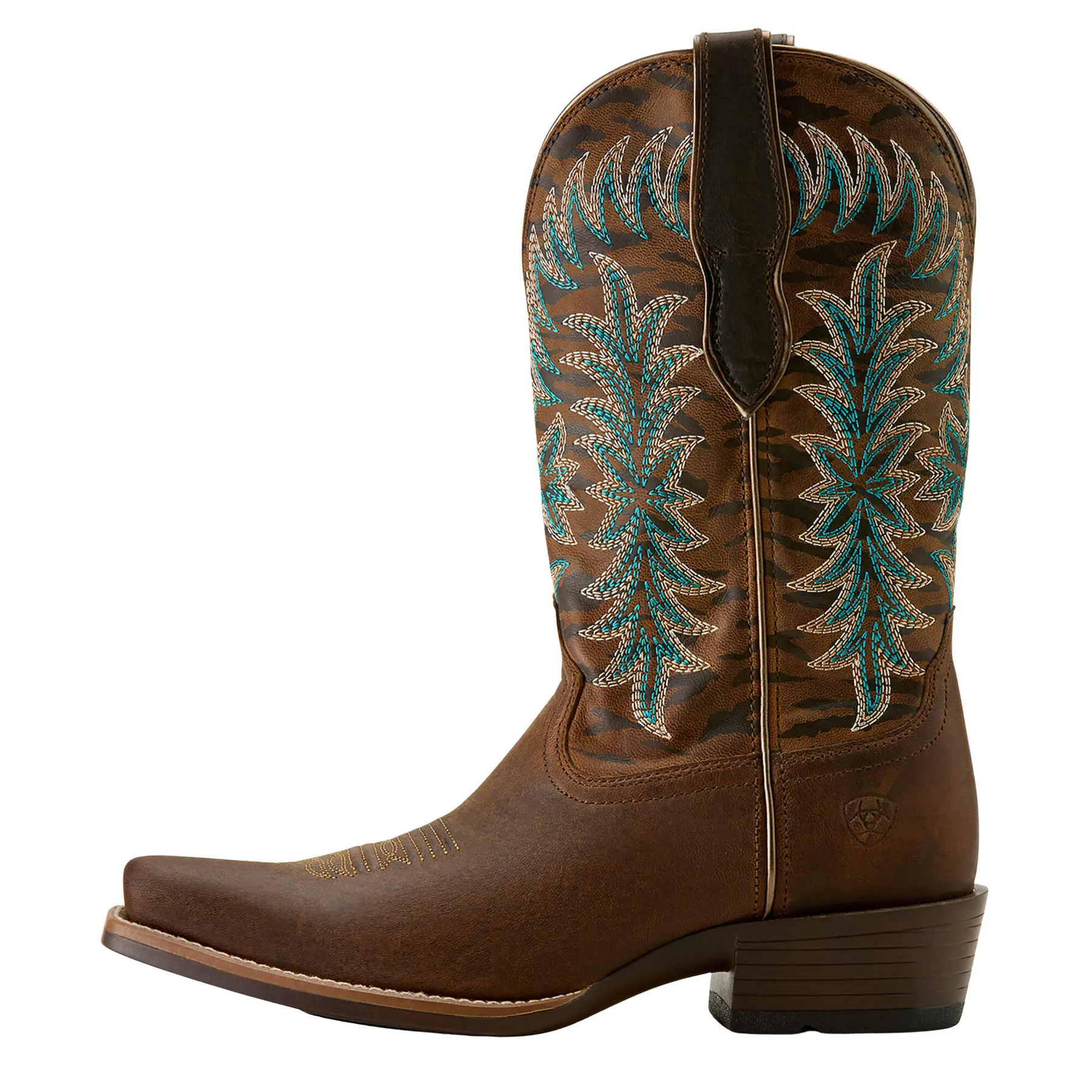 Women's Beaumont K Toe Cowgirl Boots in Sassy Brown Gilded Tiger Print Full-Grain Leather, Size: 7.5 B / Medium by Ariat