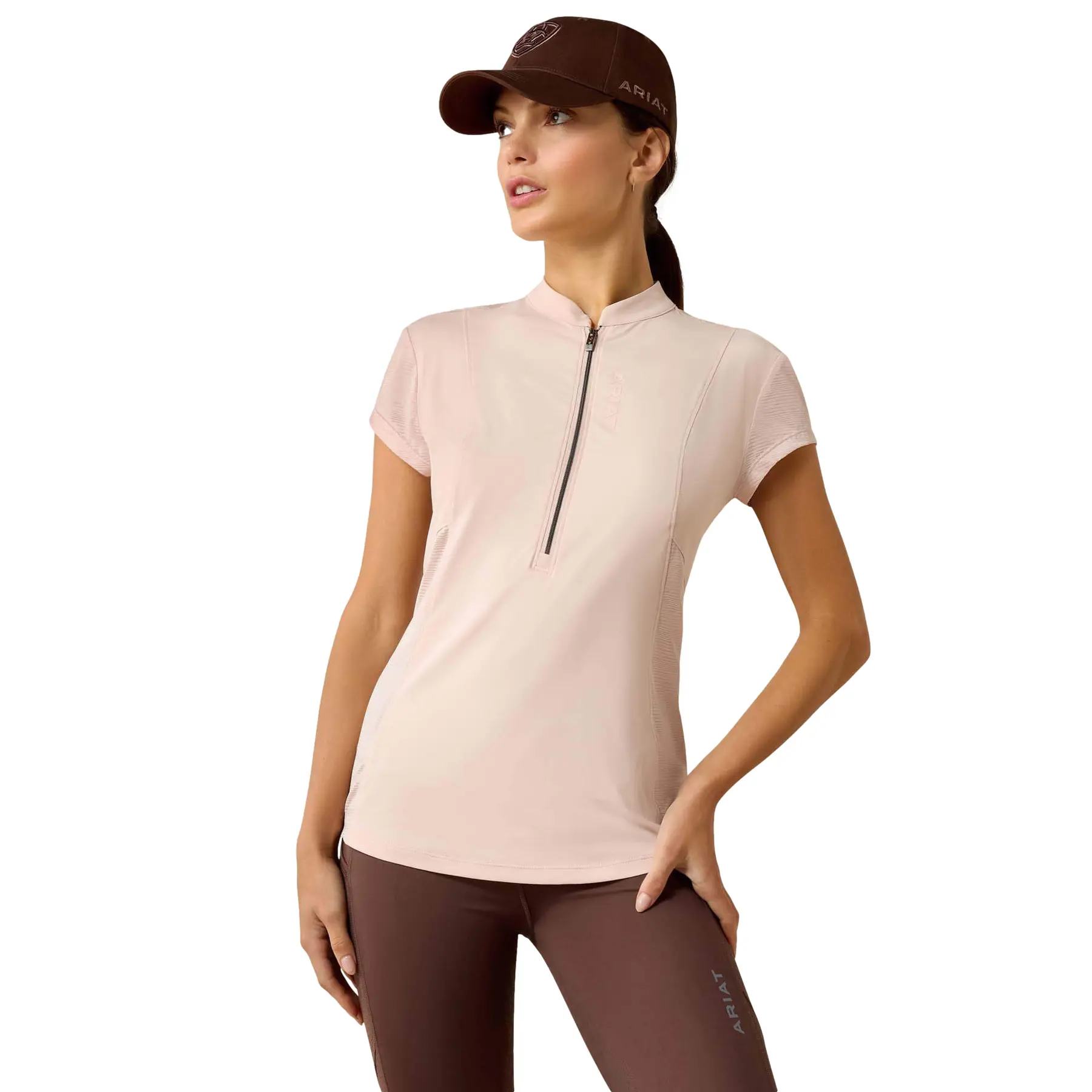 T-shirt equitazione con zip a metà da donna Ariat