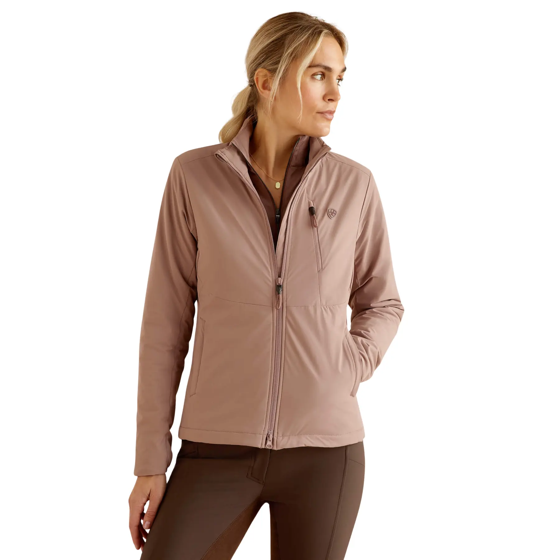 Damen Reitjacke isoliert mit durchgehendem Reißverschluss Ariat Rion StretchShell