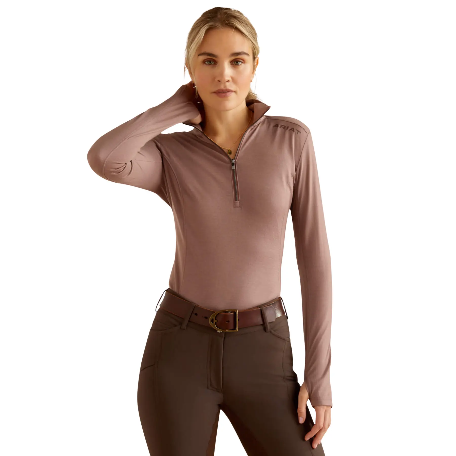 Reitbluse mit halbem Reißverschluss für Damen Ariat Cheviot