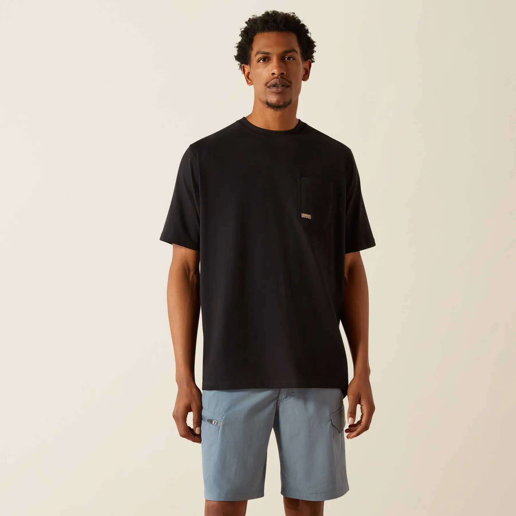 Men's Rebar Cotton Strong Hardhead T-Shirt in Black, Size Large, by Ariat