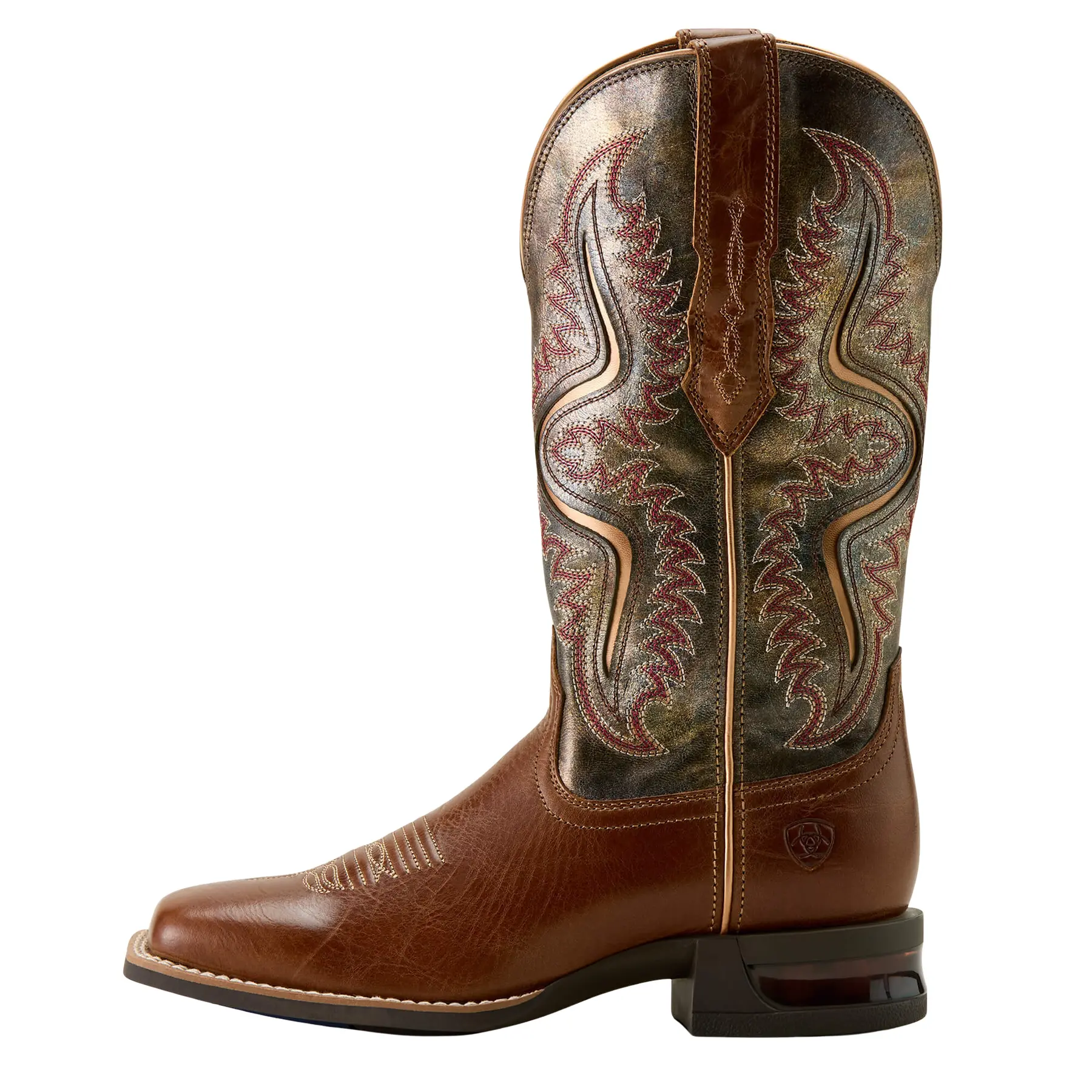 Women's Captivate Wide Square Toe Cowgirl Boots in Dark Tan Titanium Full-Grain Leather, Size: 10 B / Medium by Ariat