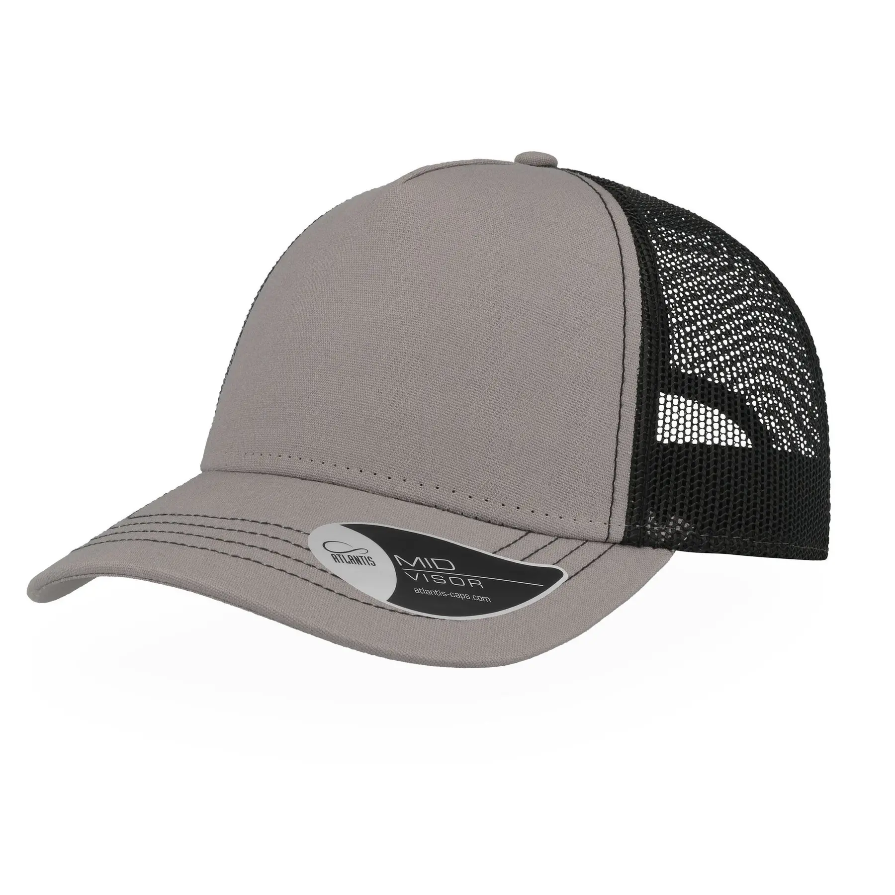 Atlantis Headwear Unisex Gris Trucker Cap Rapper Canvas