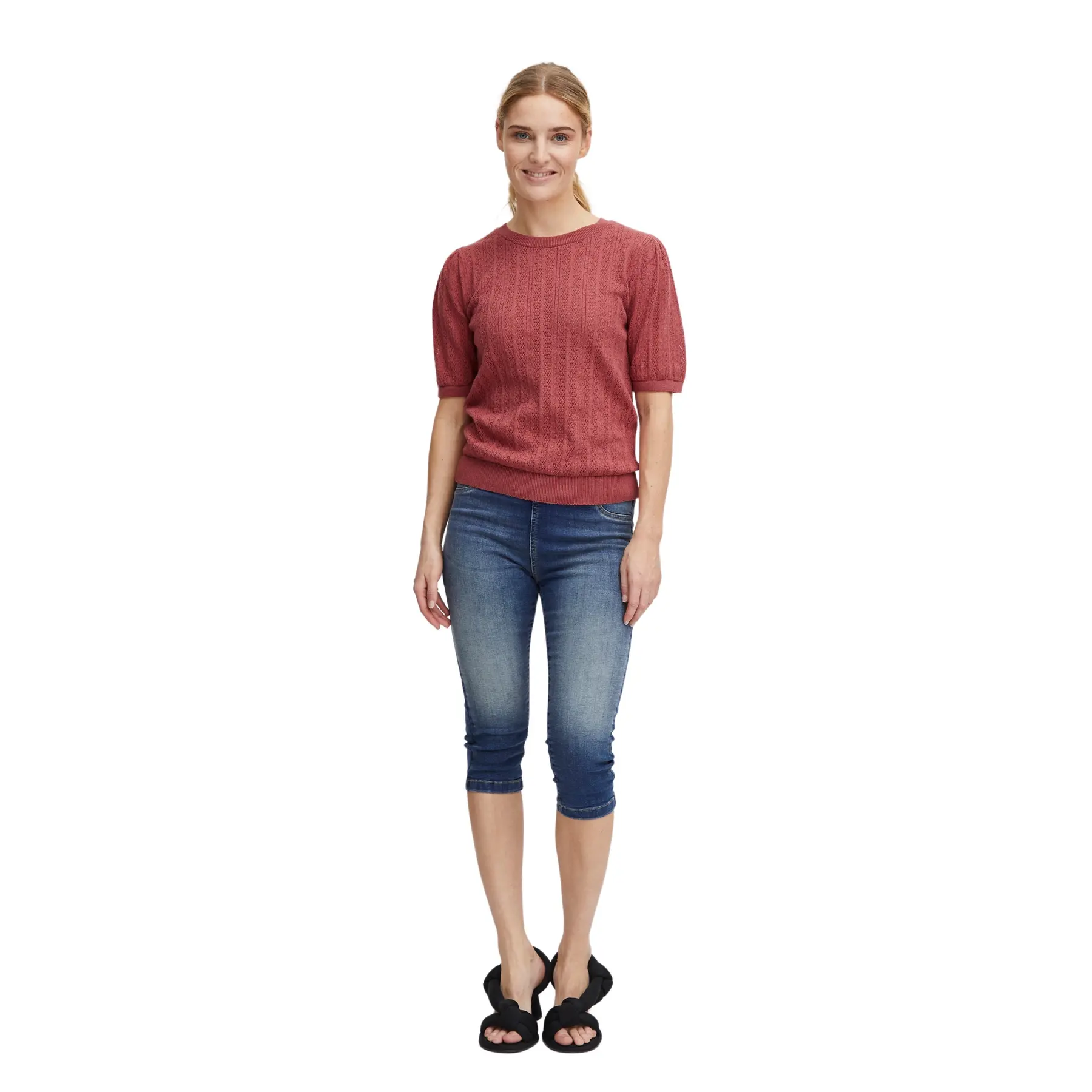 Pullover mit kurzen Ärmeln, Frau b.young Olivette